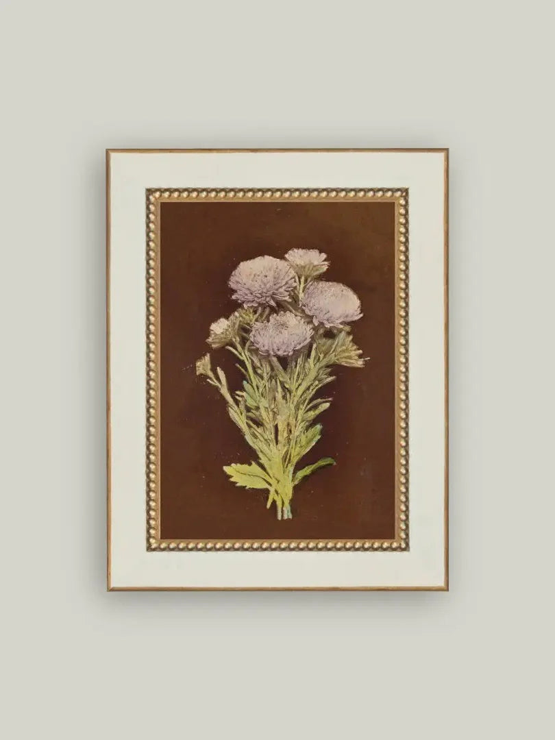 Lilac Dahlia on Brown Beaded Brass