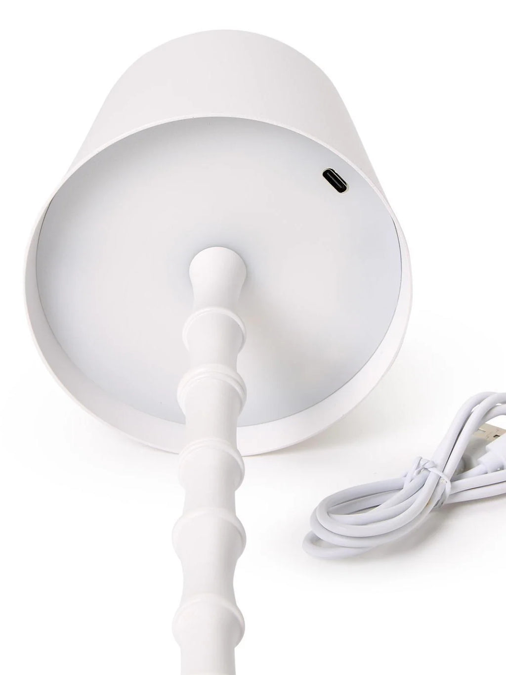 LED Cordless White Bamboo Table Lamp