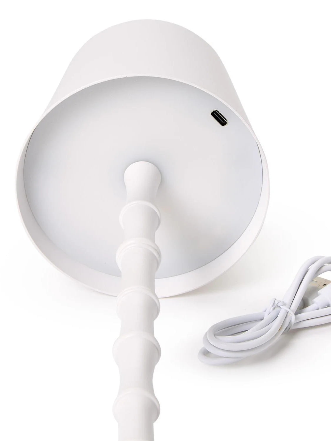 LED Cordless White Bamboo Table Lamp