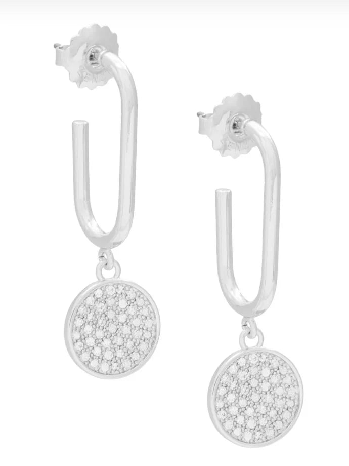 Pave Disc Drop Earring