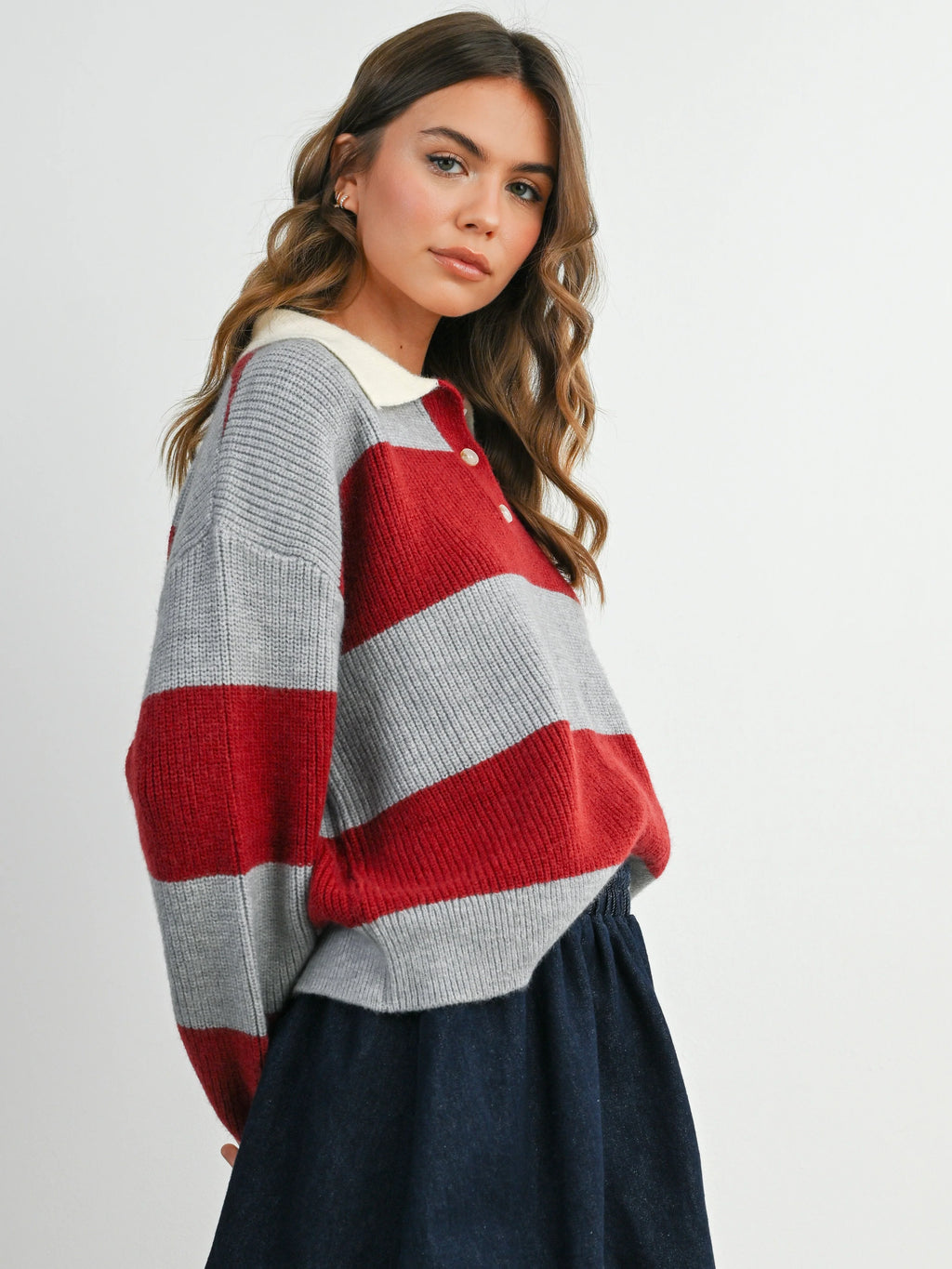 Contrast Collar Rugby Sweater