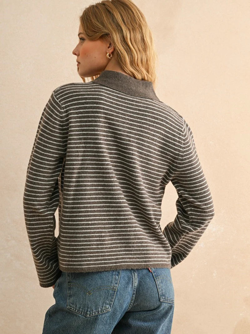 Stripe Polo Sweater