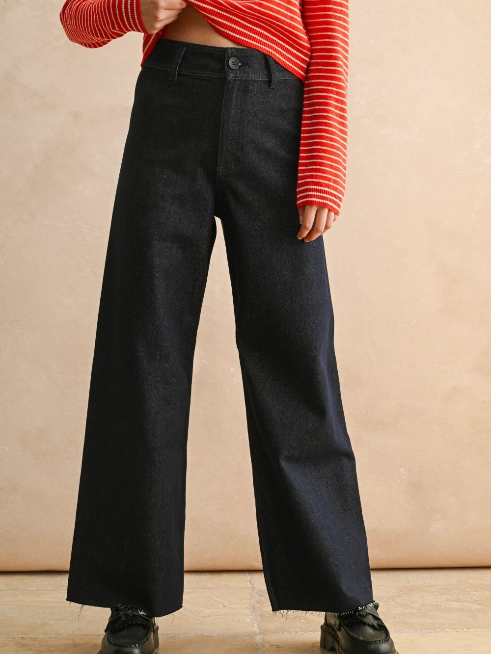 Straight Wide Leg Denim Pants