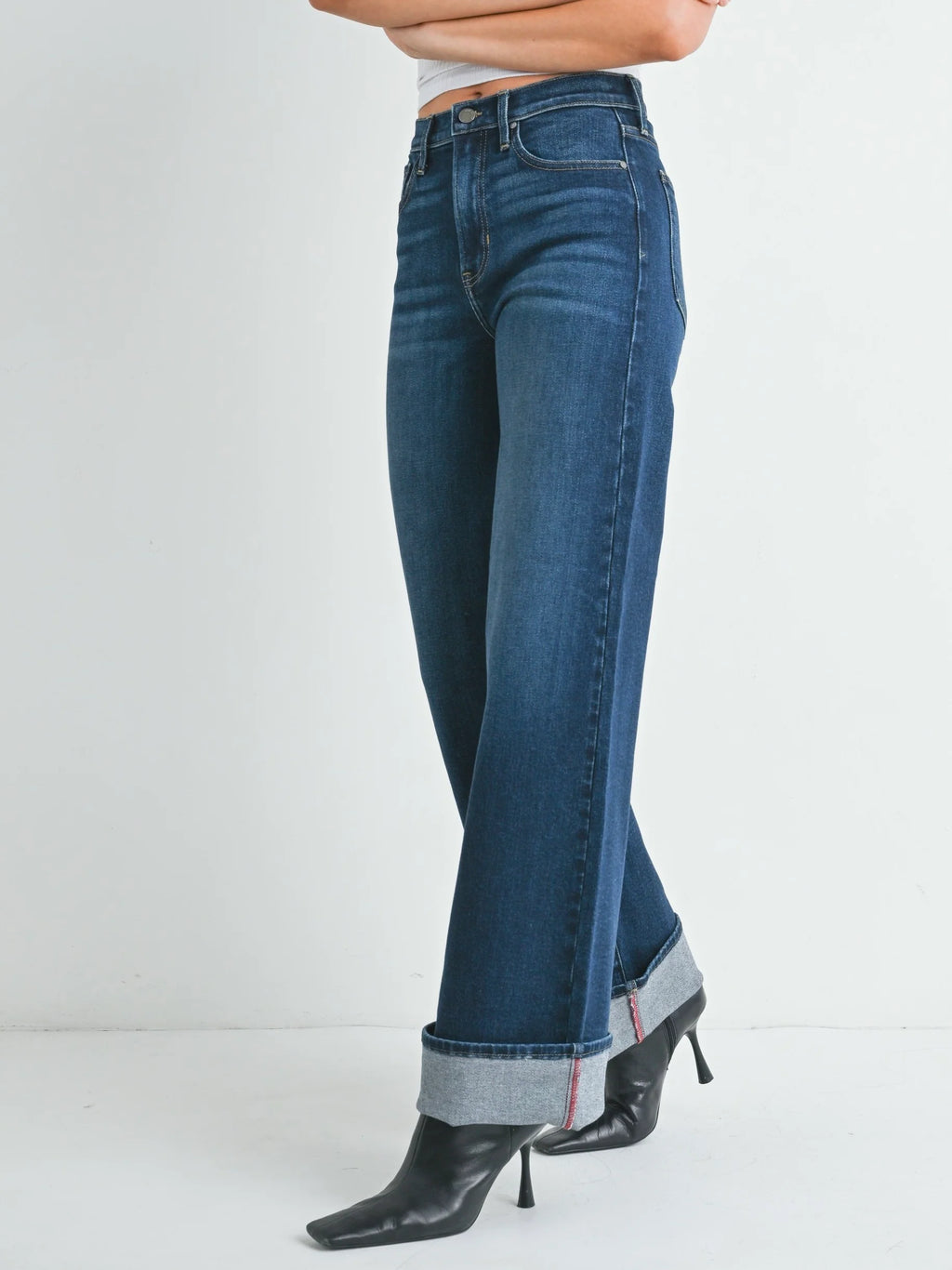 Just Black Denim : Cuffed Palazzo Jean