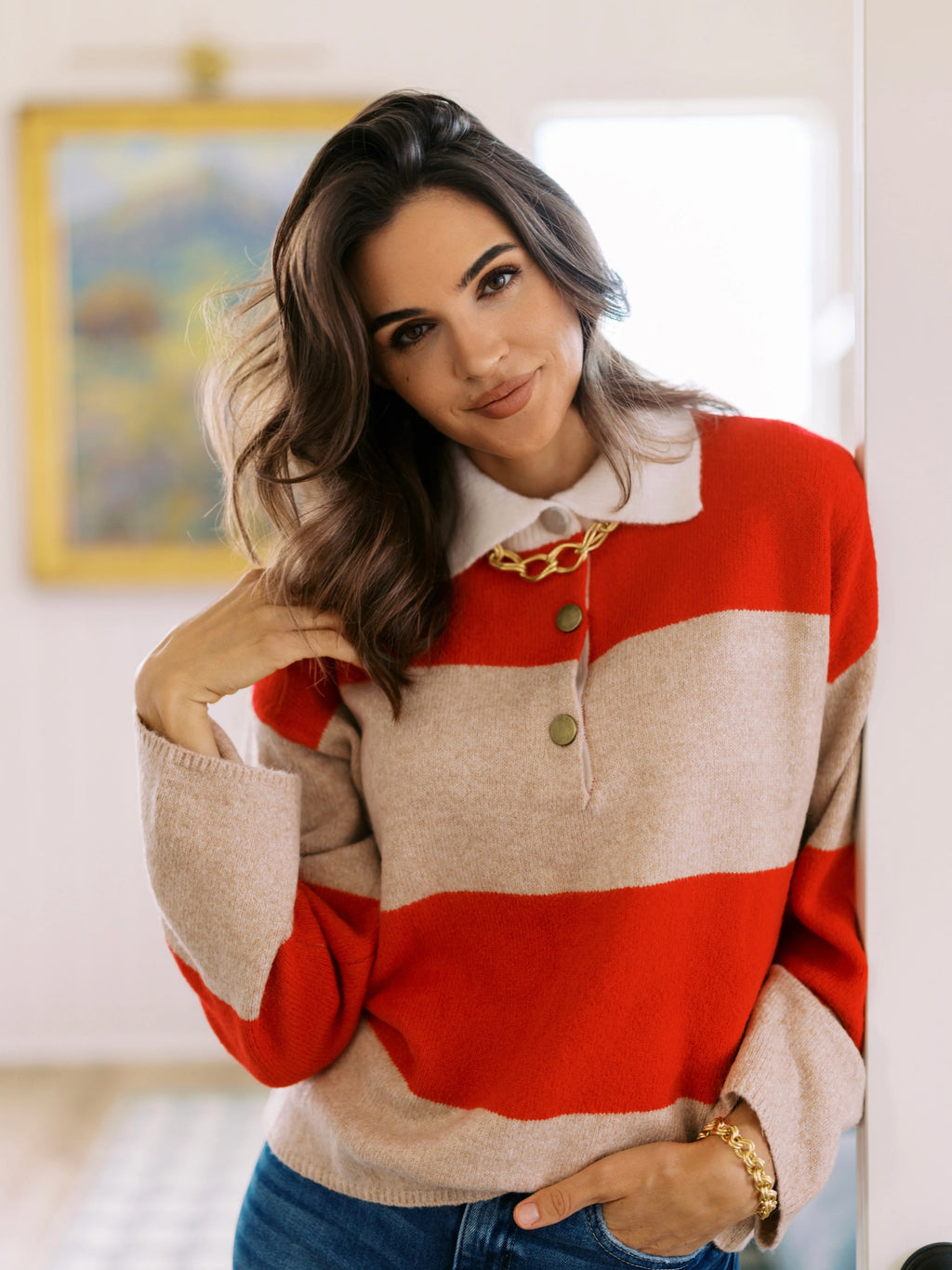 Striped Polo Sweater