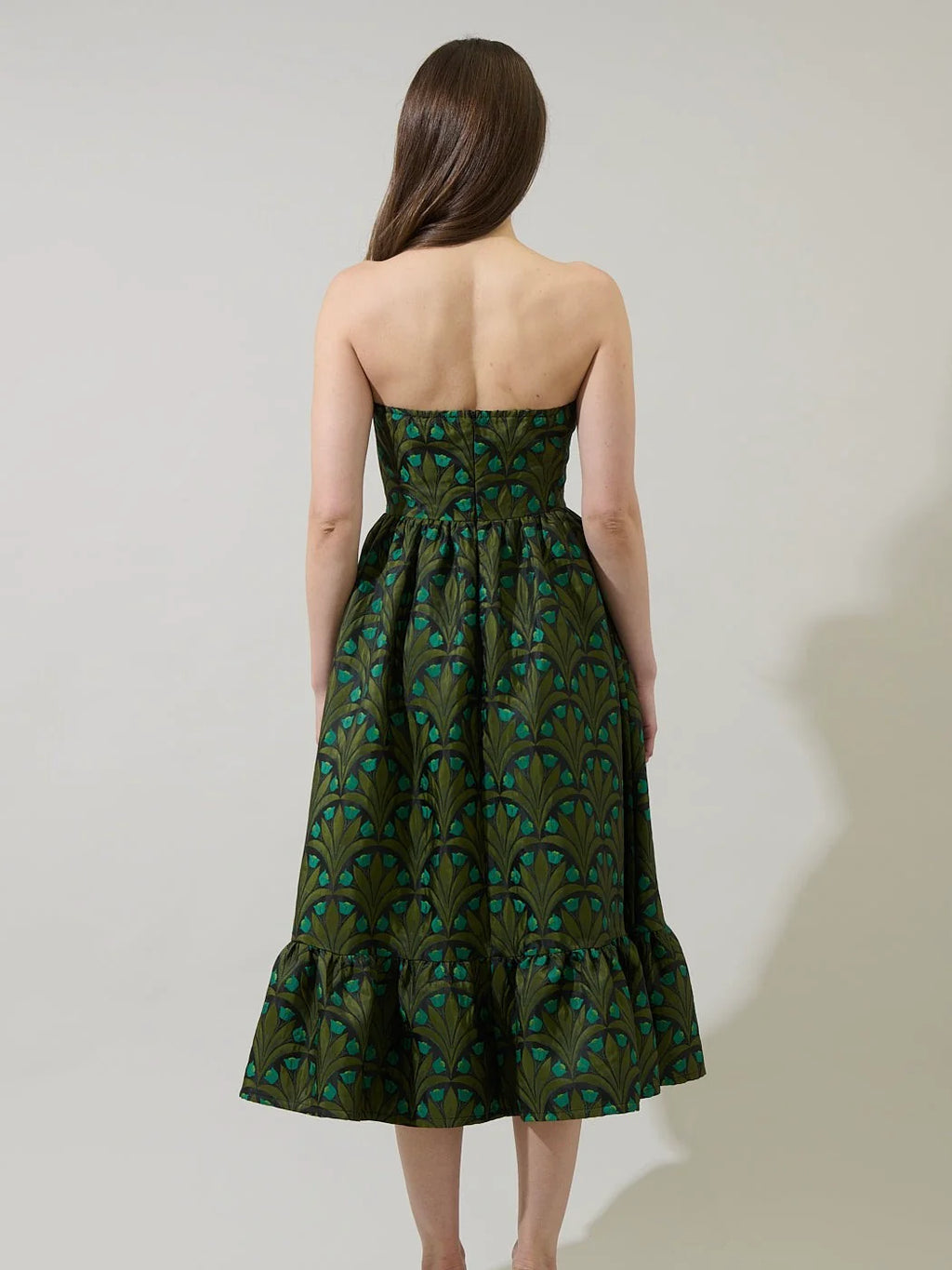 Aurra Floral Strapless Midi Dress