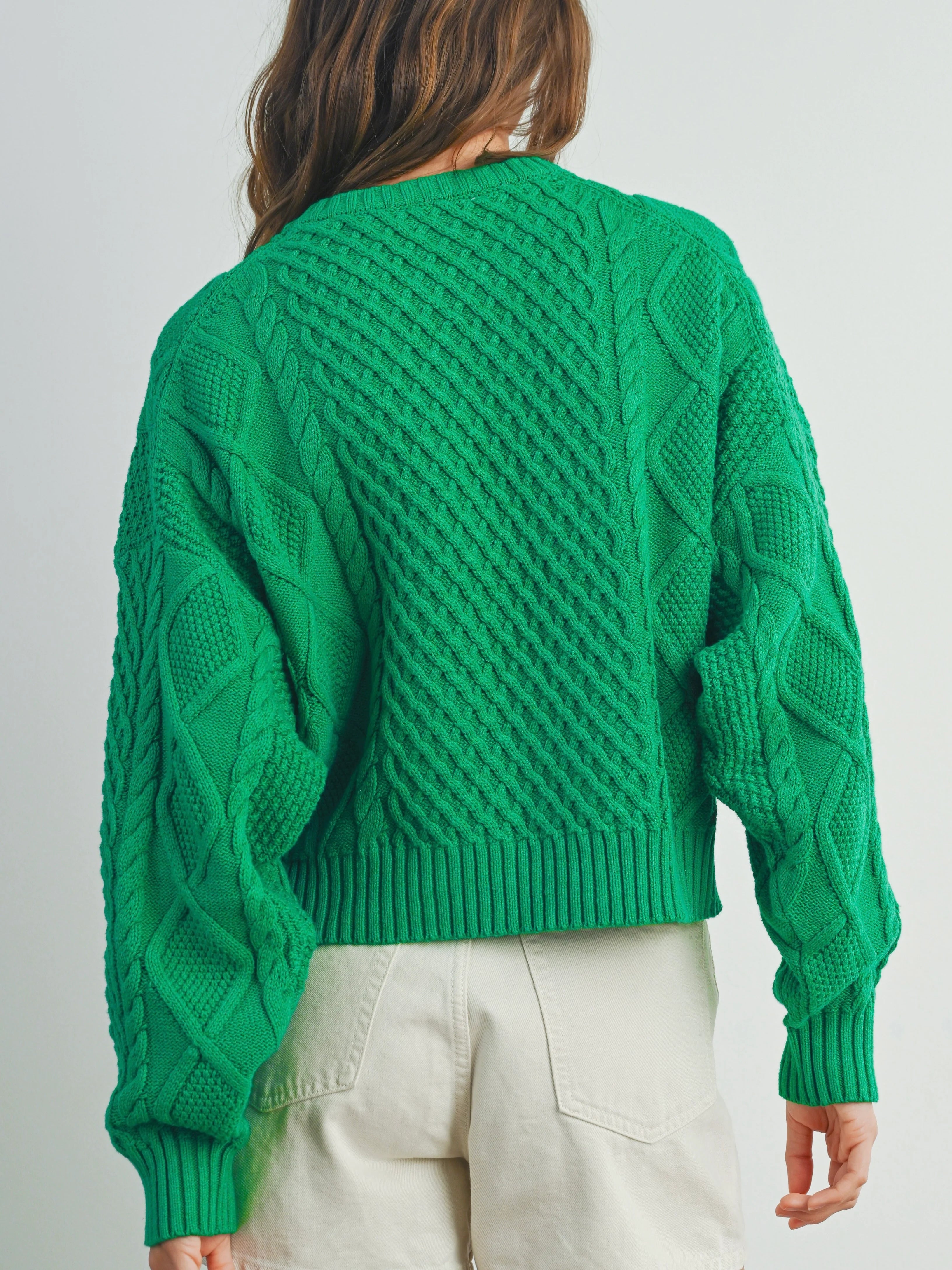 Cabled Argyle Pullover Sweater