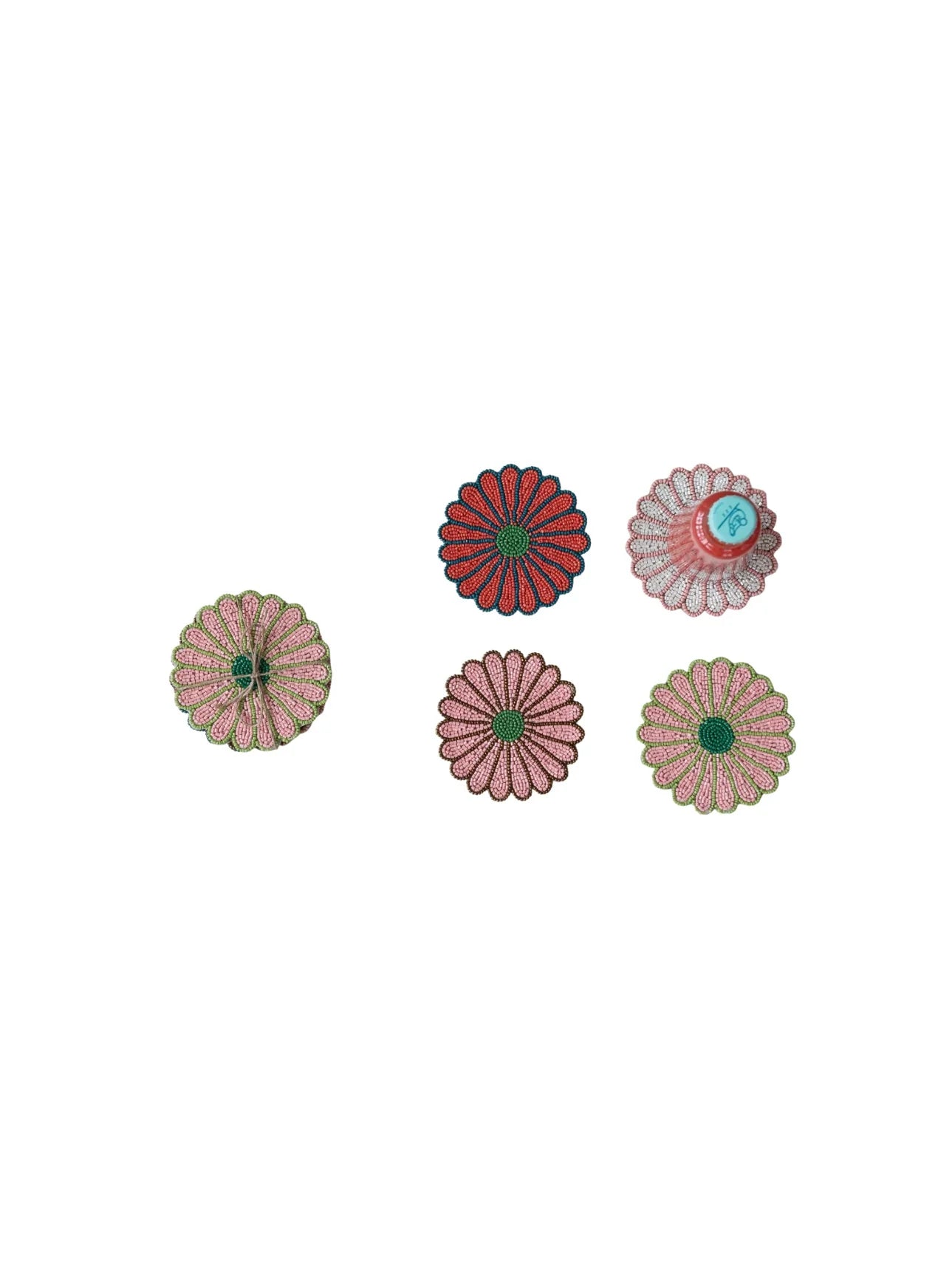 Flower Glass Beaded Coaster Set