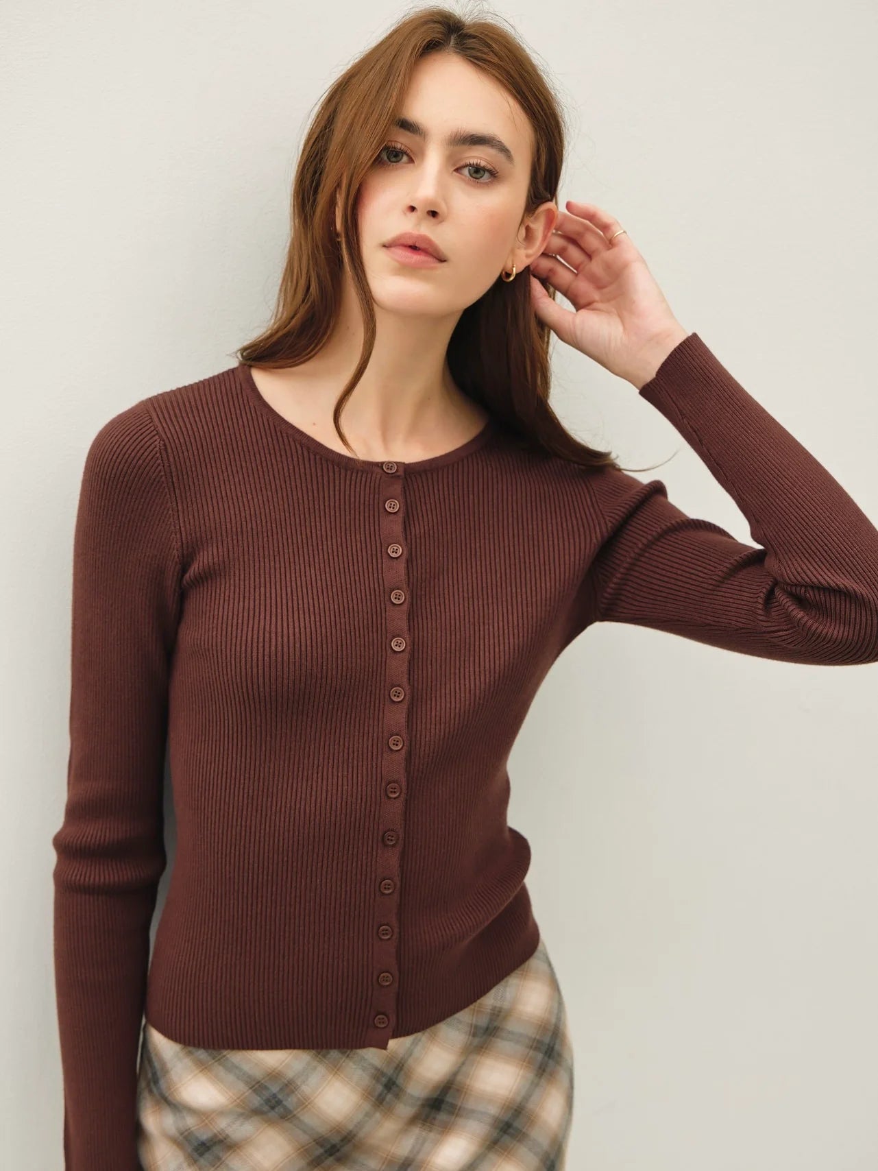 Lightweight Ribbed Button Up Cardigan