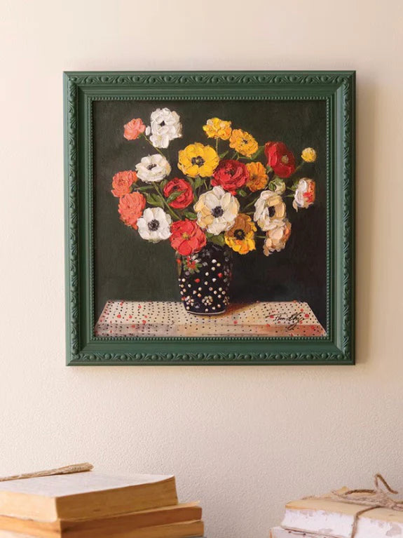 Green Framed Still Life Painting