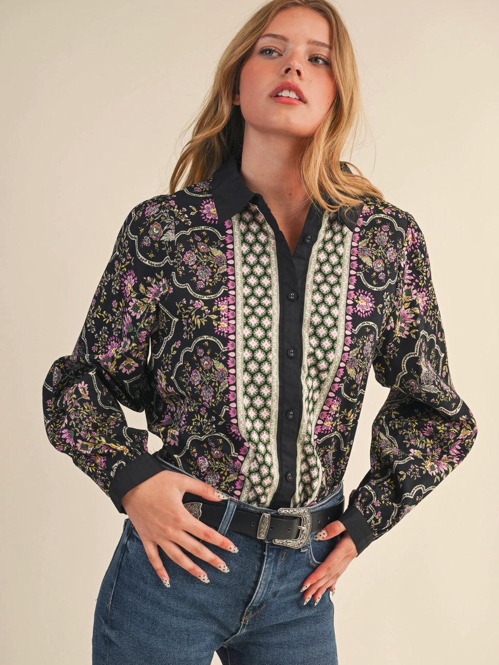 Baxter Floral Border Print Top