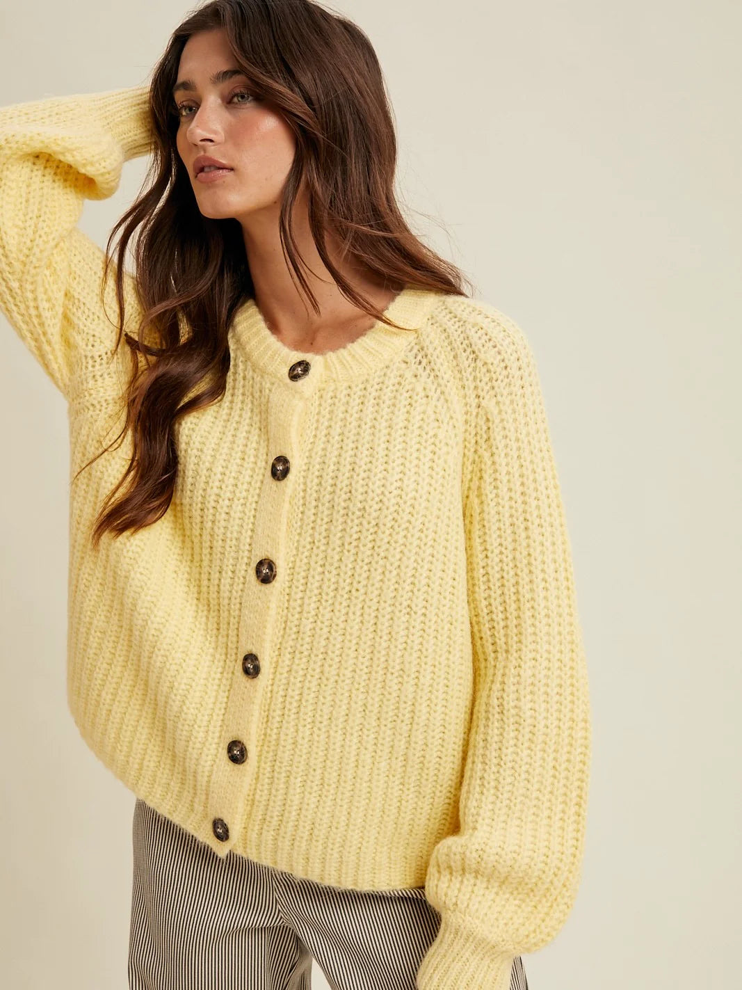 Brushed Button Up Cardigan