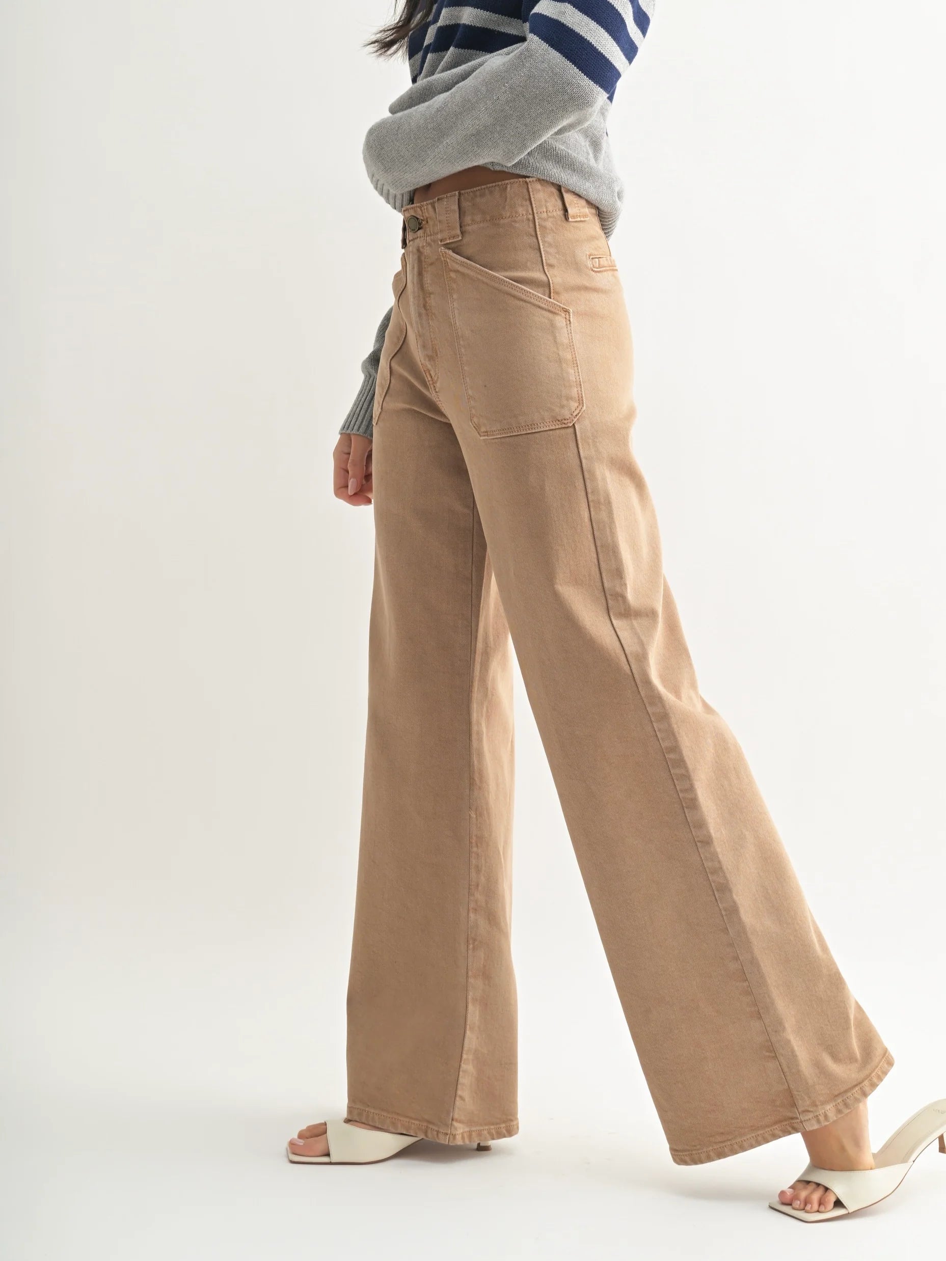 Just Black Denim : Patch Pocket Wide Leg Flare