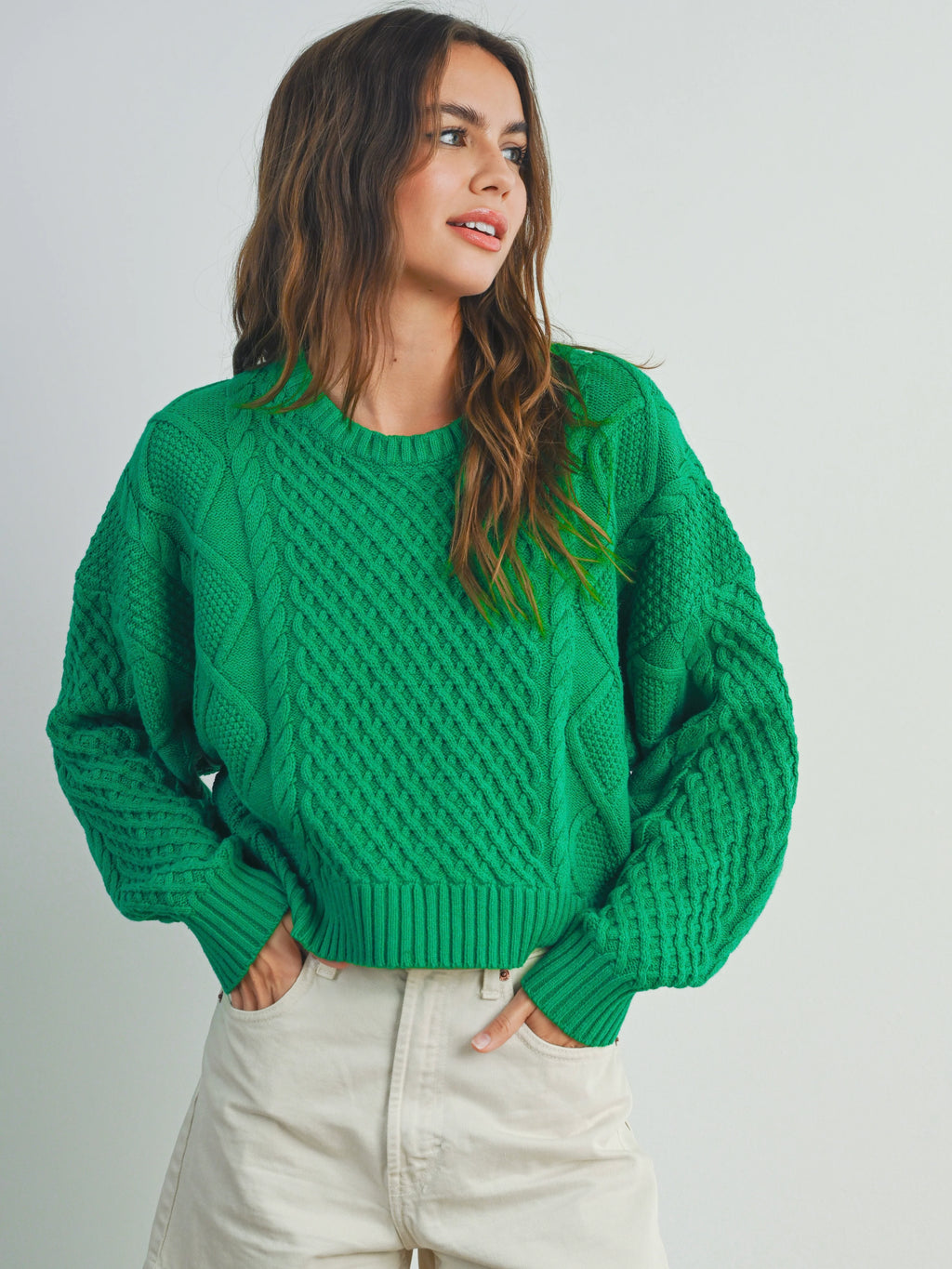 Cabled Argyle Pullover Sweater