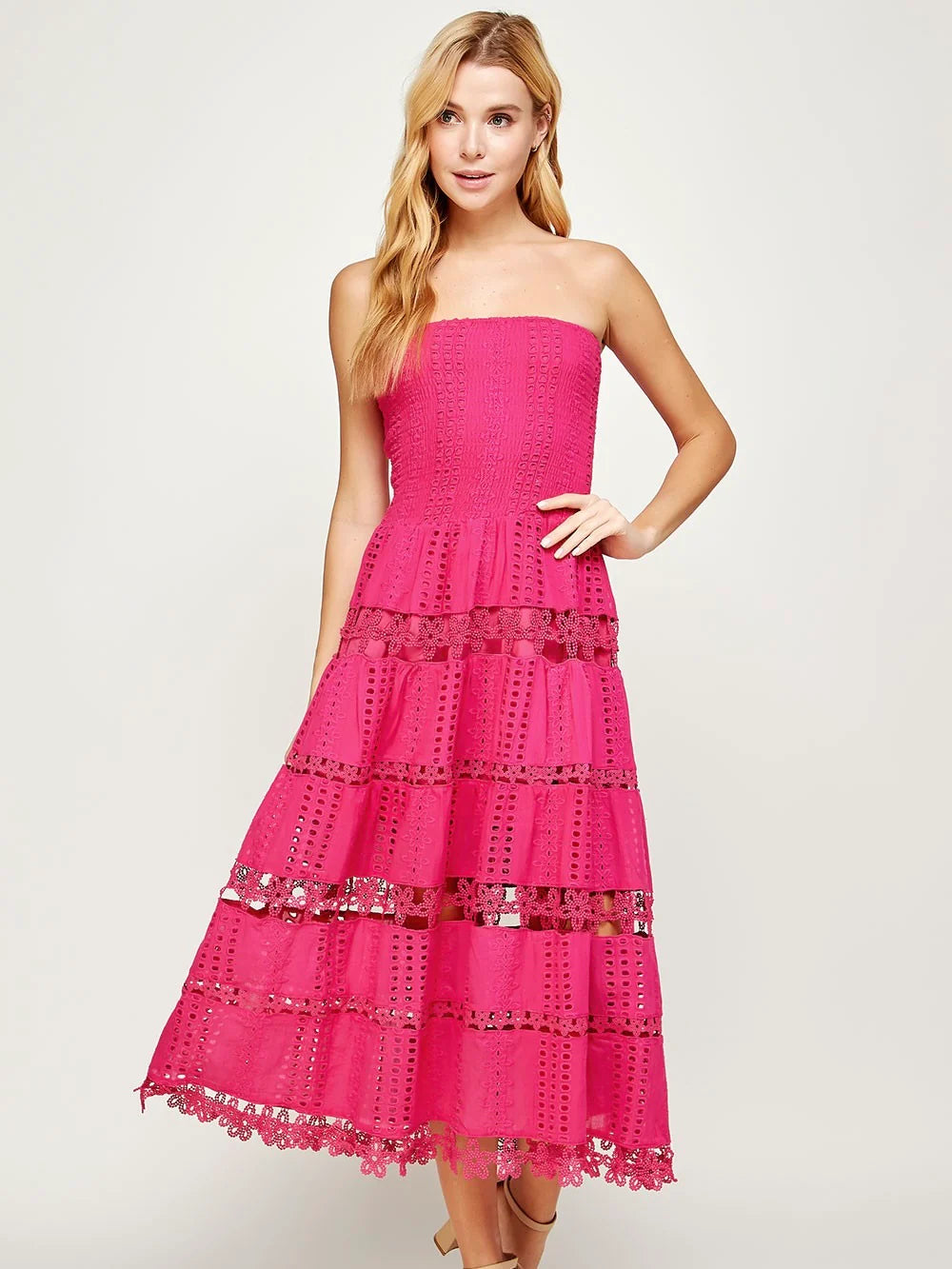 Eyelet Lace Tube Dress