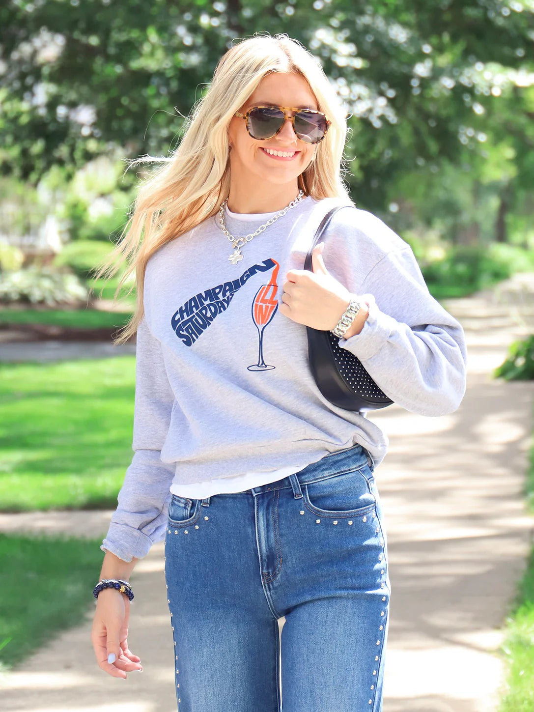 Champaign Saturdays Cropped Raglan Terry Sweatshirt