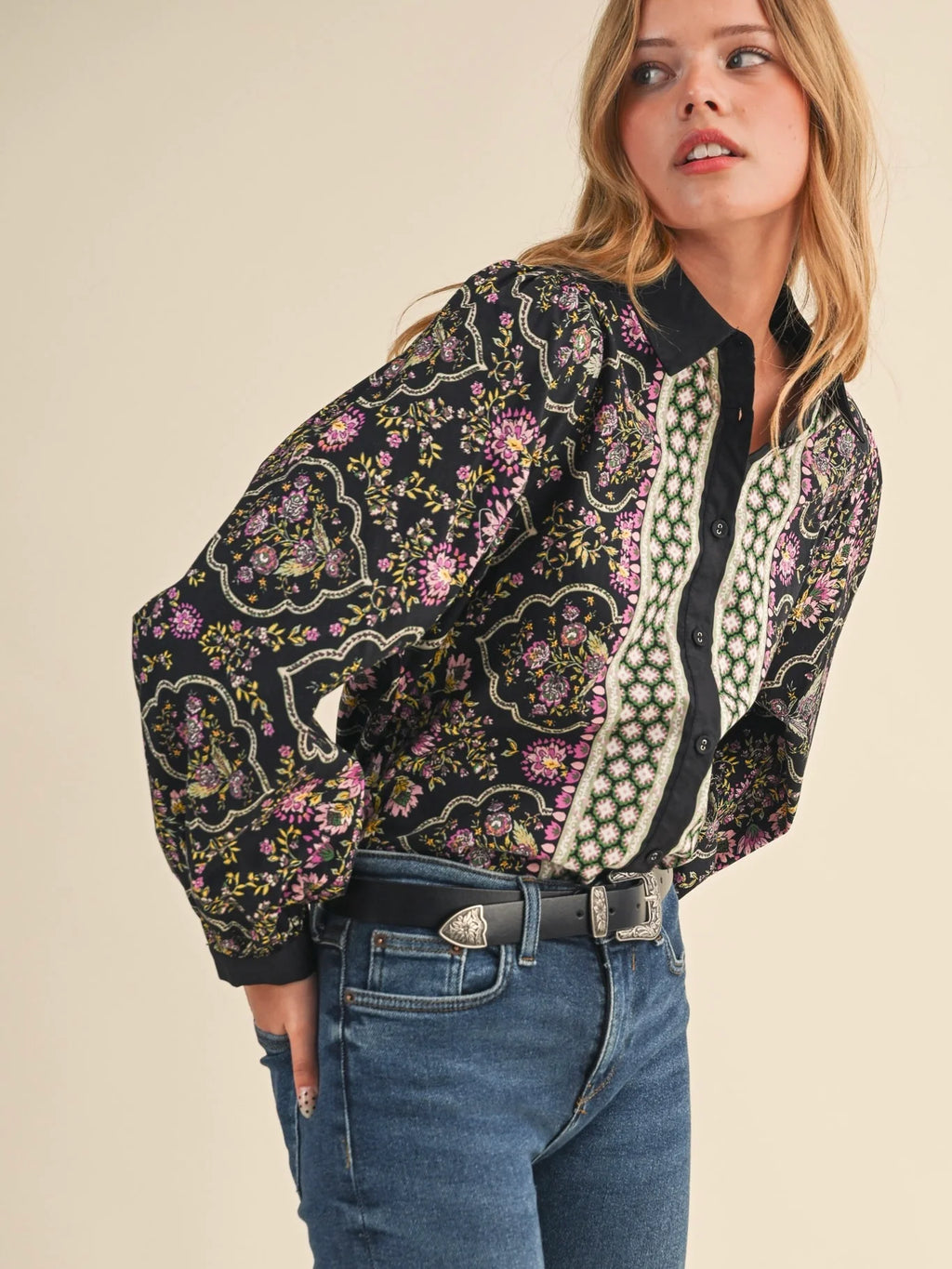 Baxter Floral Border Print Top