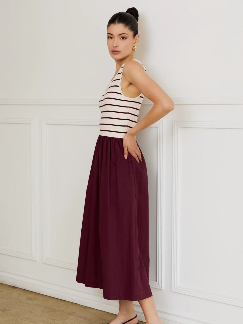 Candace Sleeveless Knit Woven Dress