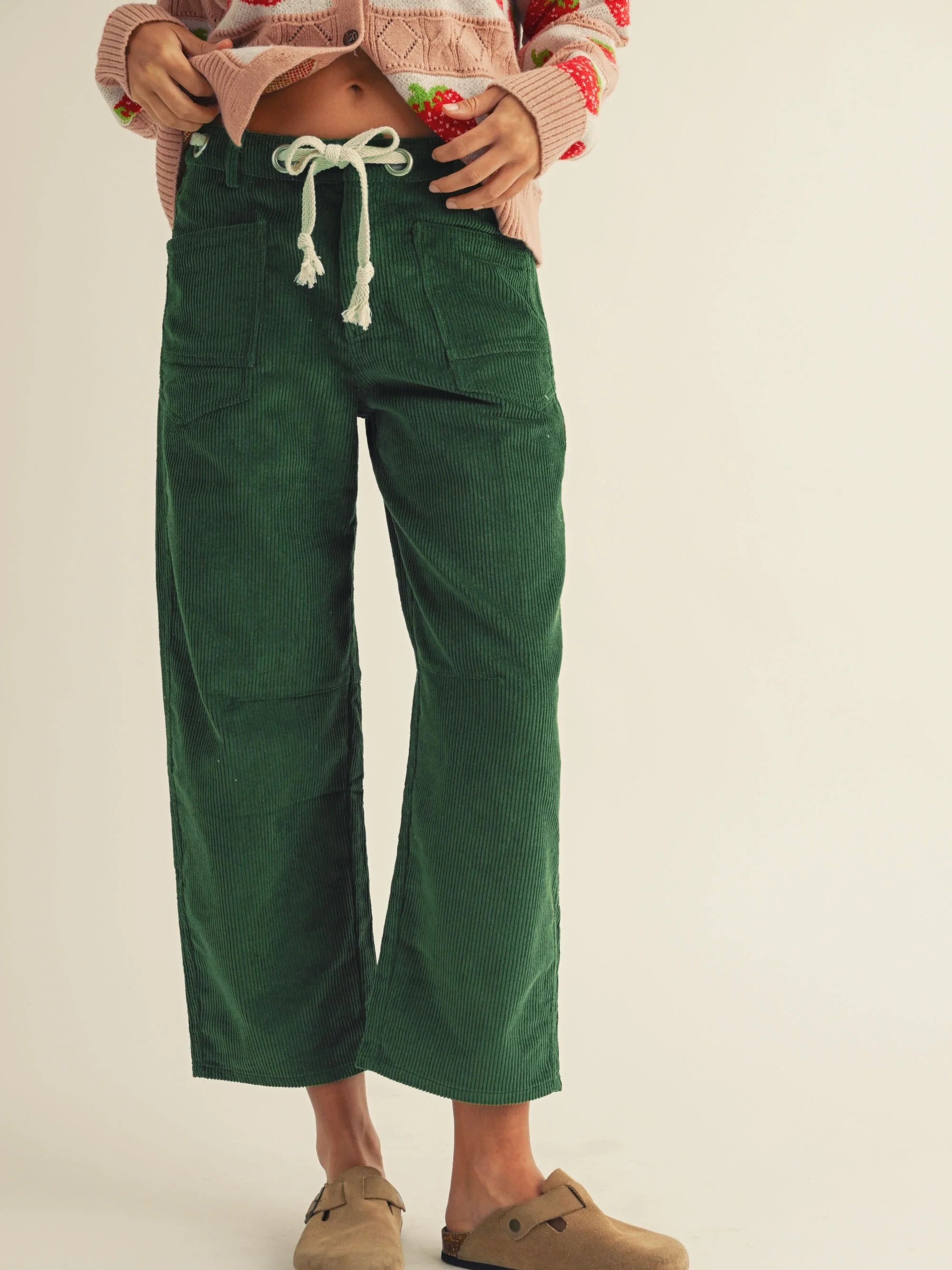 Corduroy Relaxed Pocket Rope String Pants
