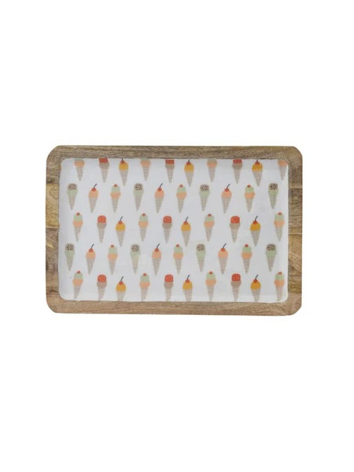 Enameled Mango Wood Tray