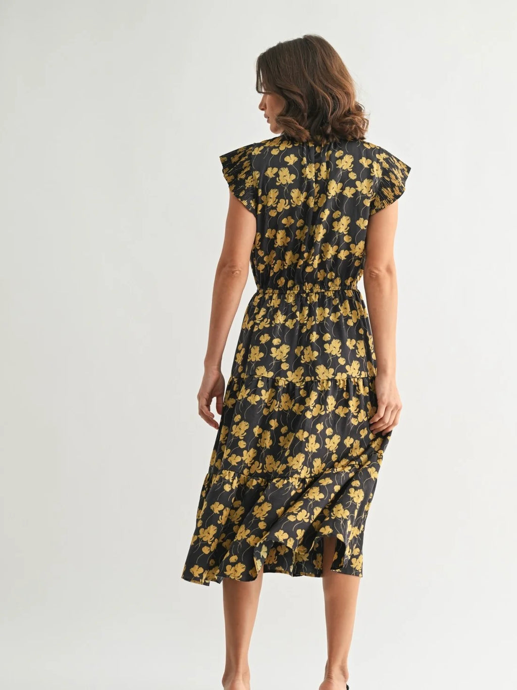 Shamea Satin Ruffle Midi Dress