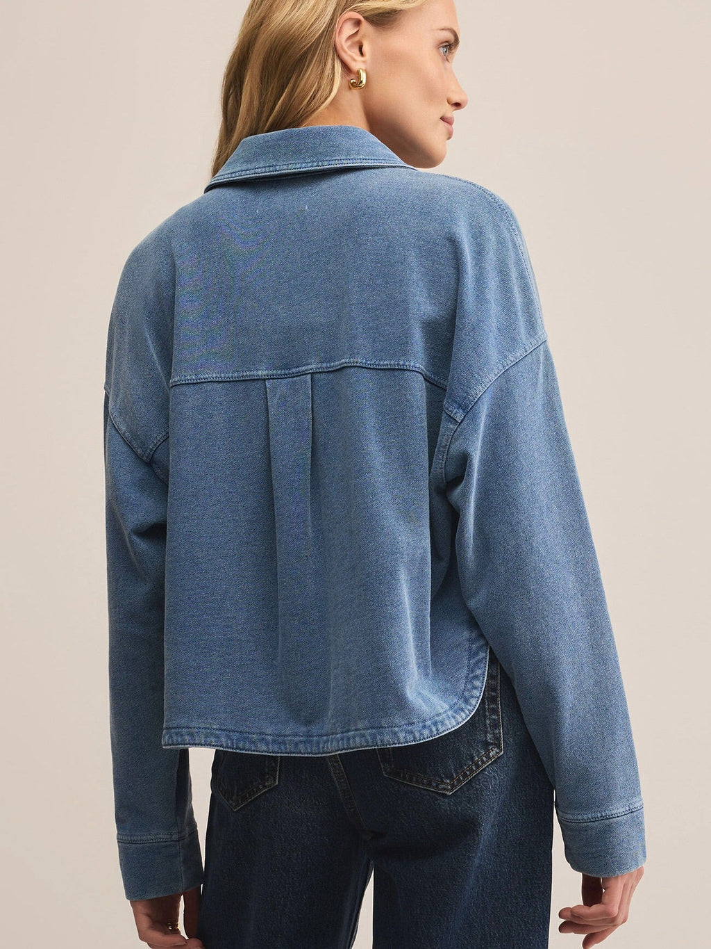 {Z Supply} All Day Cropped Knit Denim Jacket