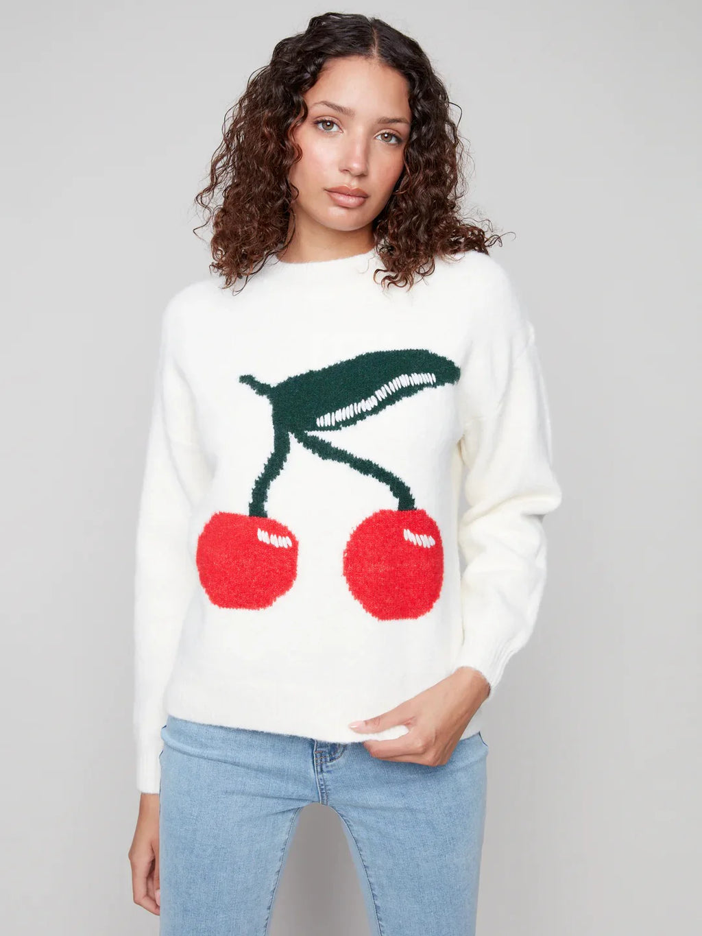 Cherry Intarsia Fluffy Sweater