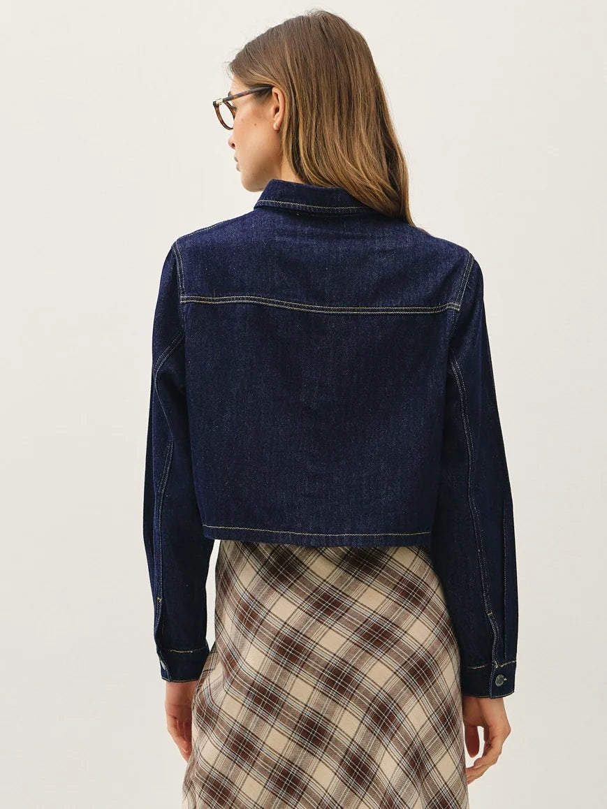 Cropped Cut Denim Shacket