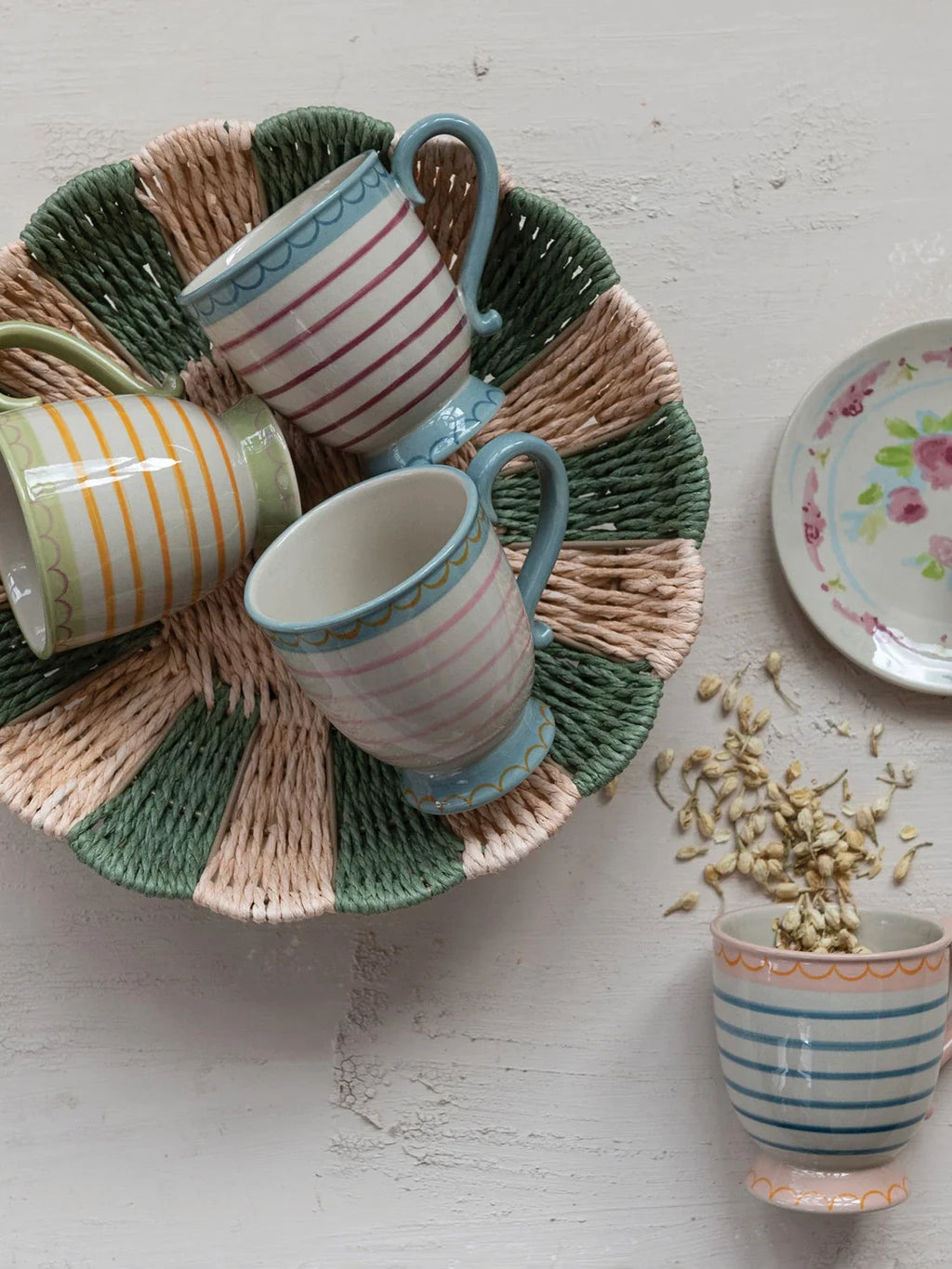 Hand Painted Stoneware Footed Mug