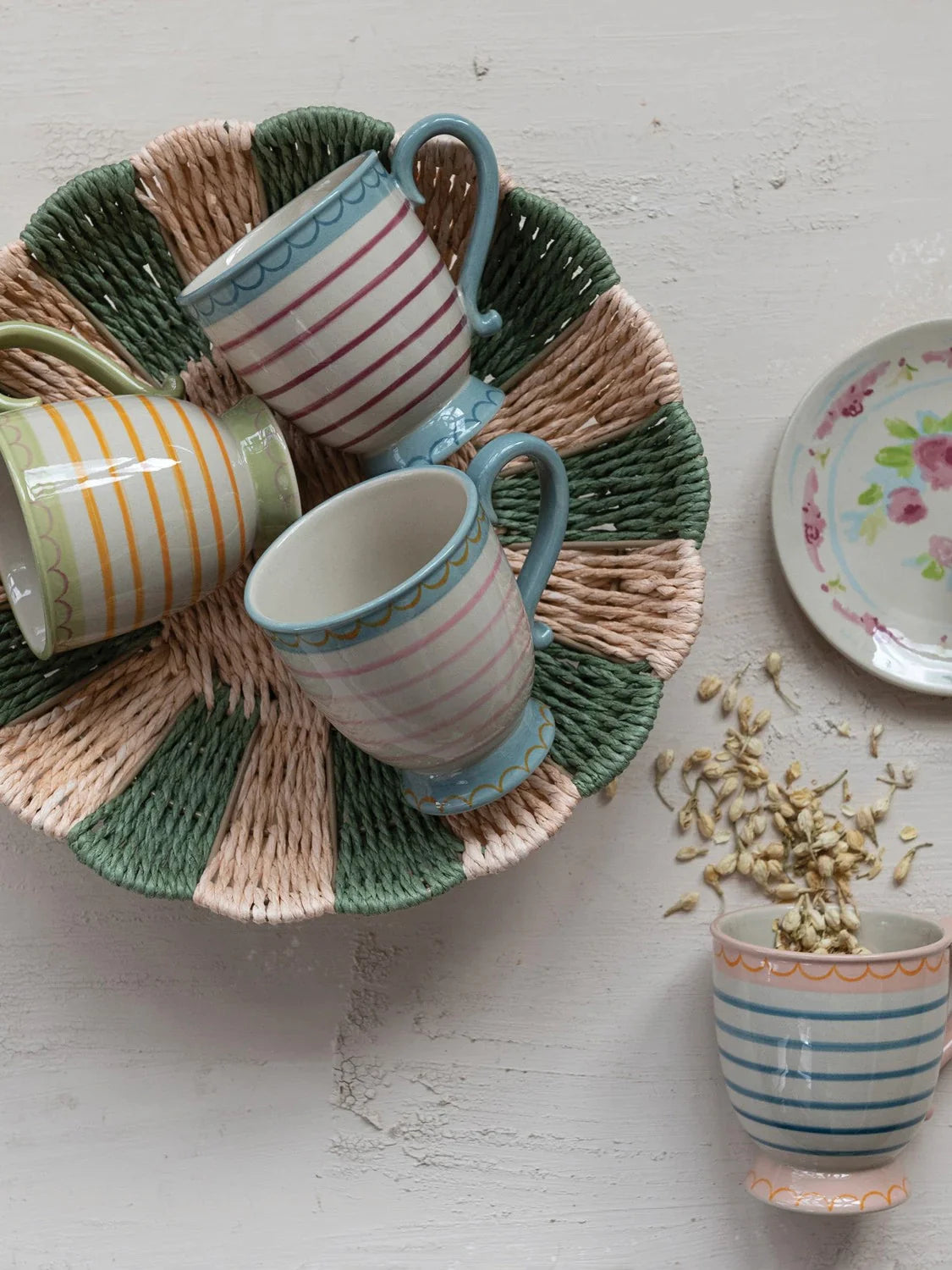 Hand Painted Stoneware Footed Mug