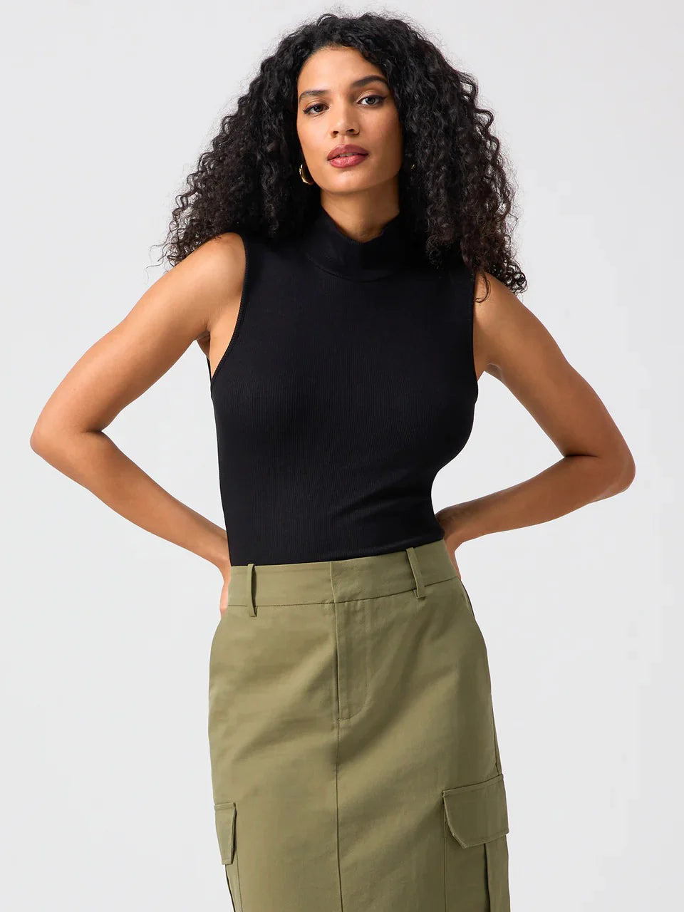 {Sanctuary} Essential Sleeveless Mock Neck Top