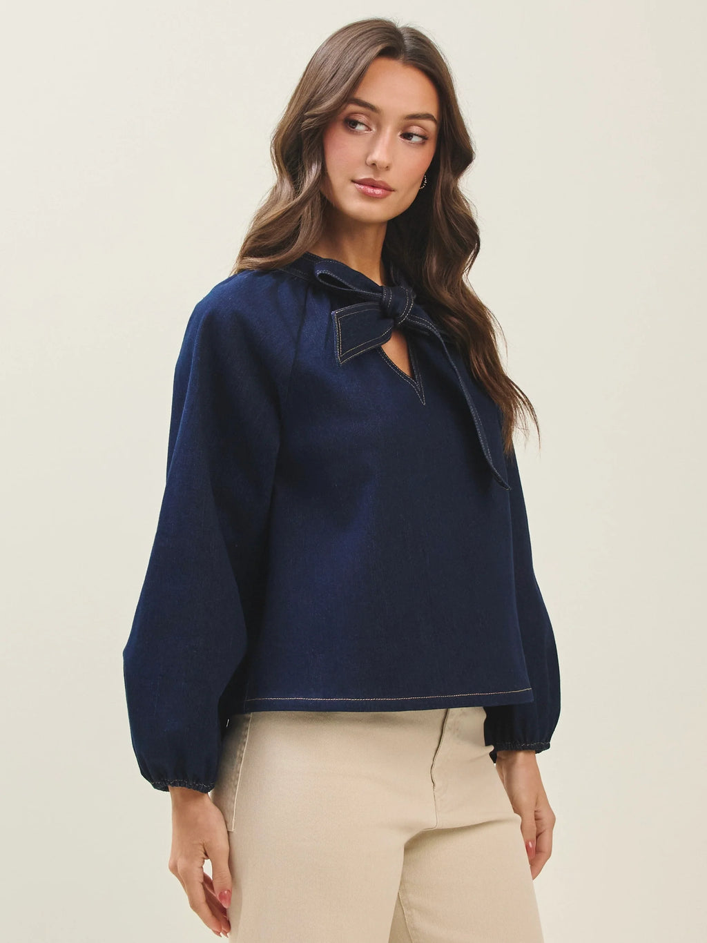 Bow Denim Blouse