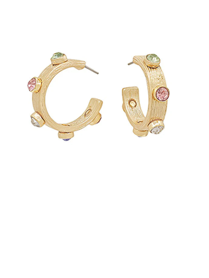 Crystal Station Textured Mini Hoops