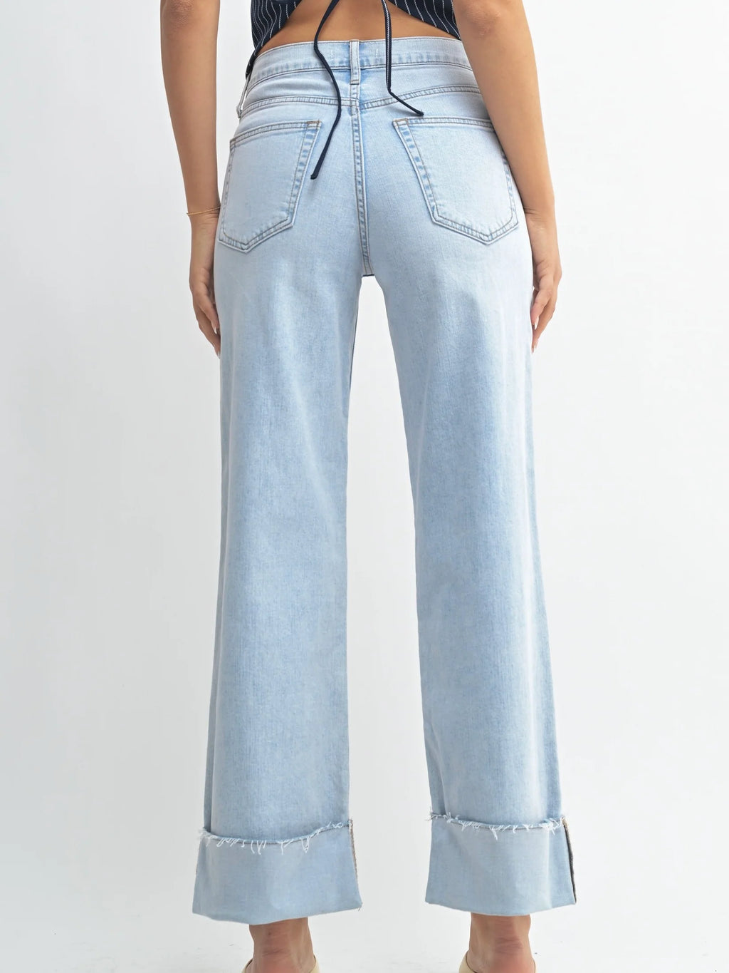 Just Black Denim : Cuffed Wide Ankle Jean