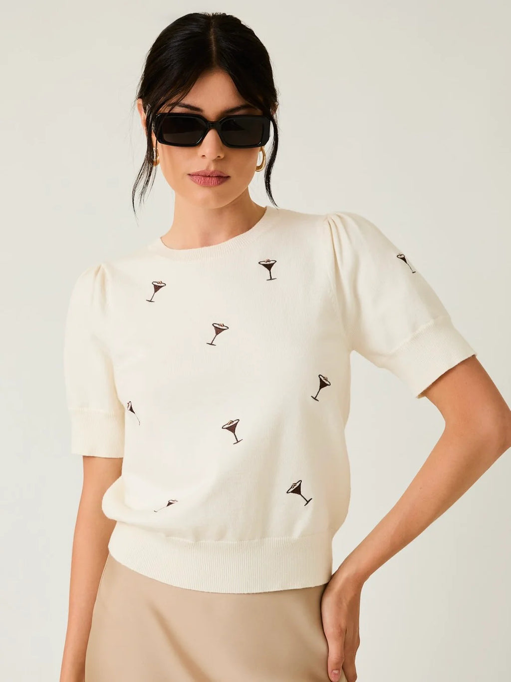 Espresso Martini Embroidered Knit Top