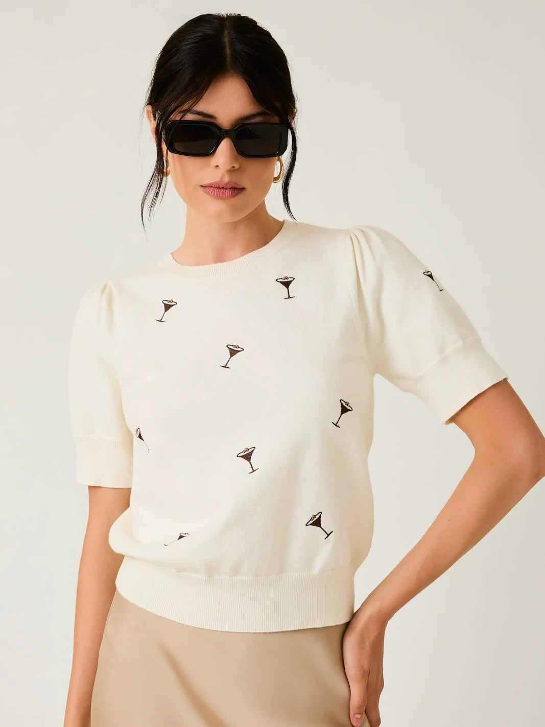 Espresso Martini Embroidered Knit Top