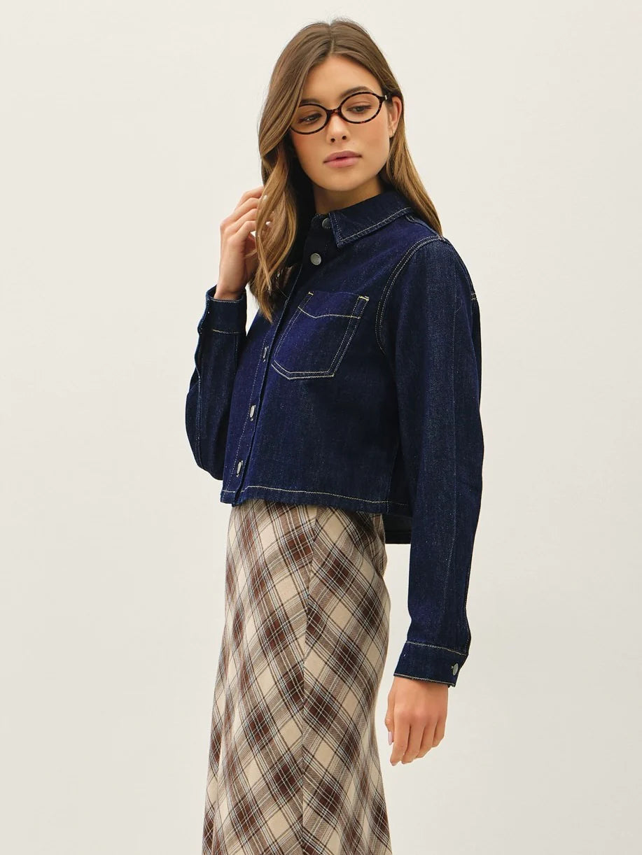 Cropped Cut Denim Shacket