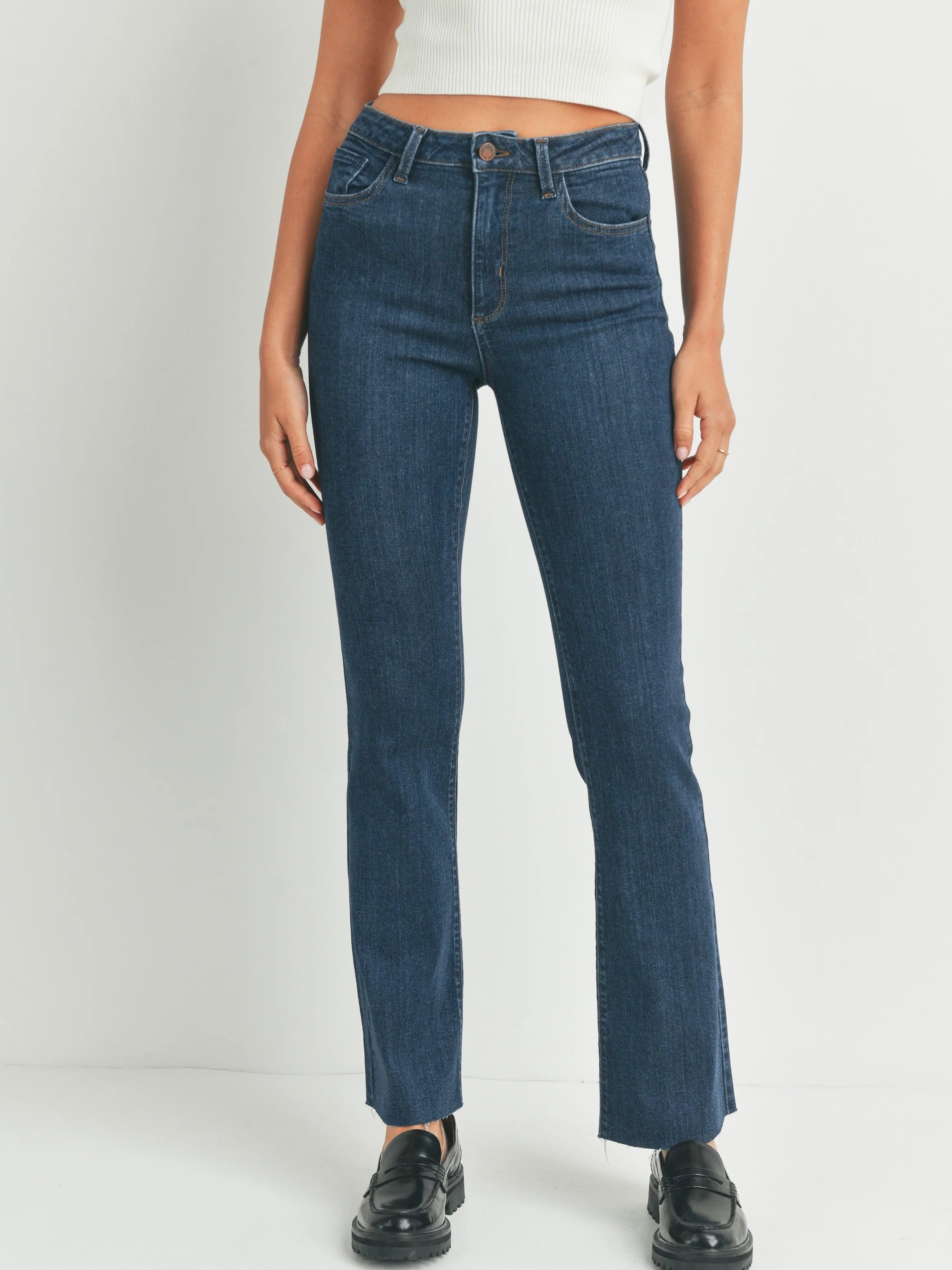 Just Black Denim : Slim Bootcut with Scissor Cut Hem