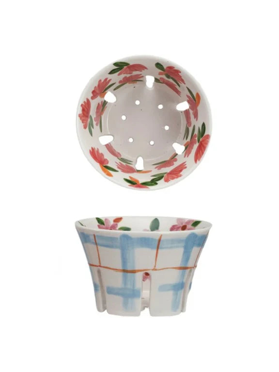 Hand Painted Plaid Berry Bowl