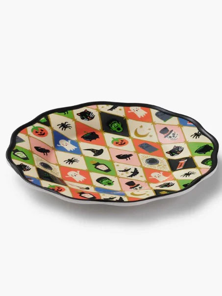 Halloween Argyle Melamine Dessert Plate
