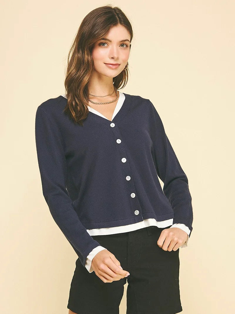 Silk Trim Lightweight Cardigan