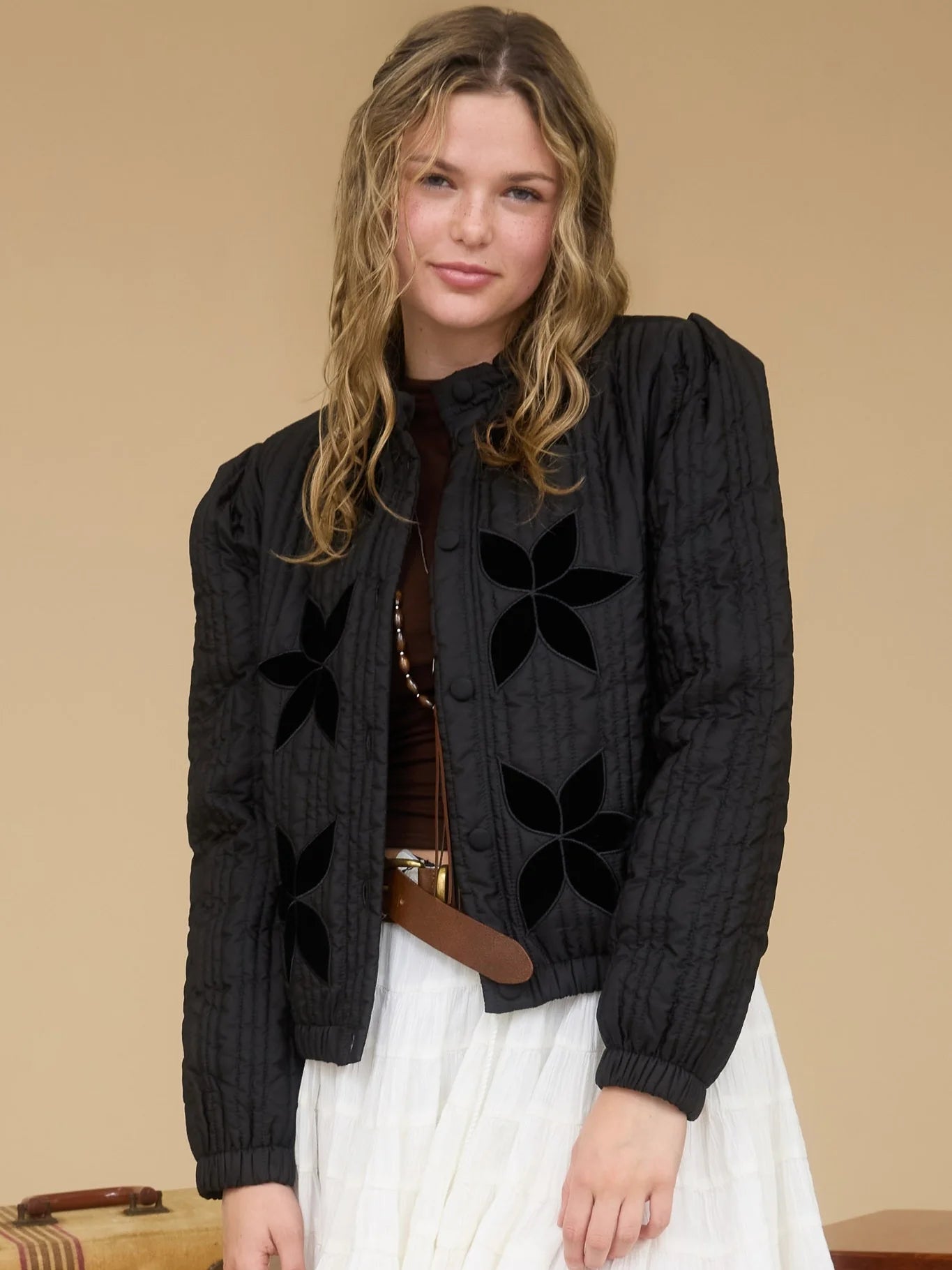 Velvet Flower Quilted Jacket