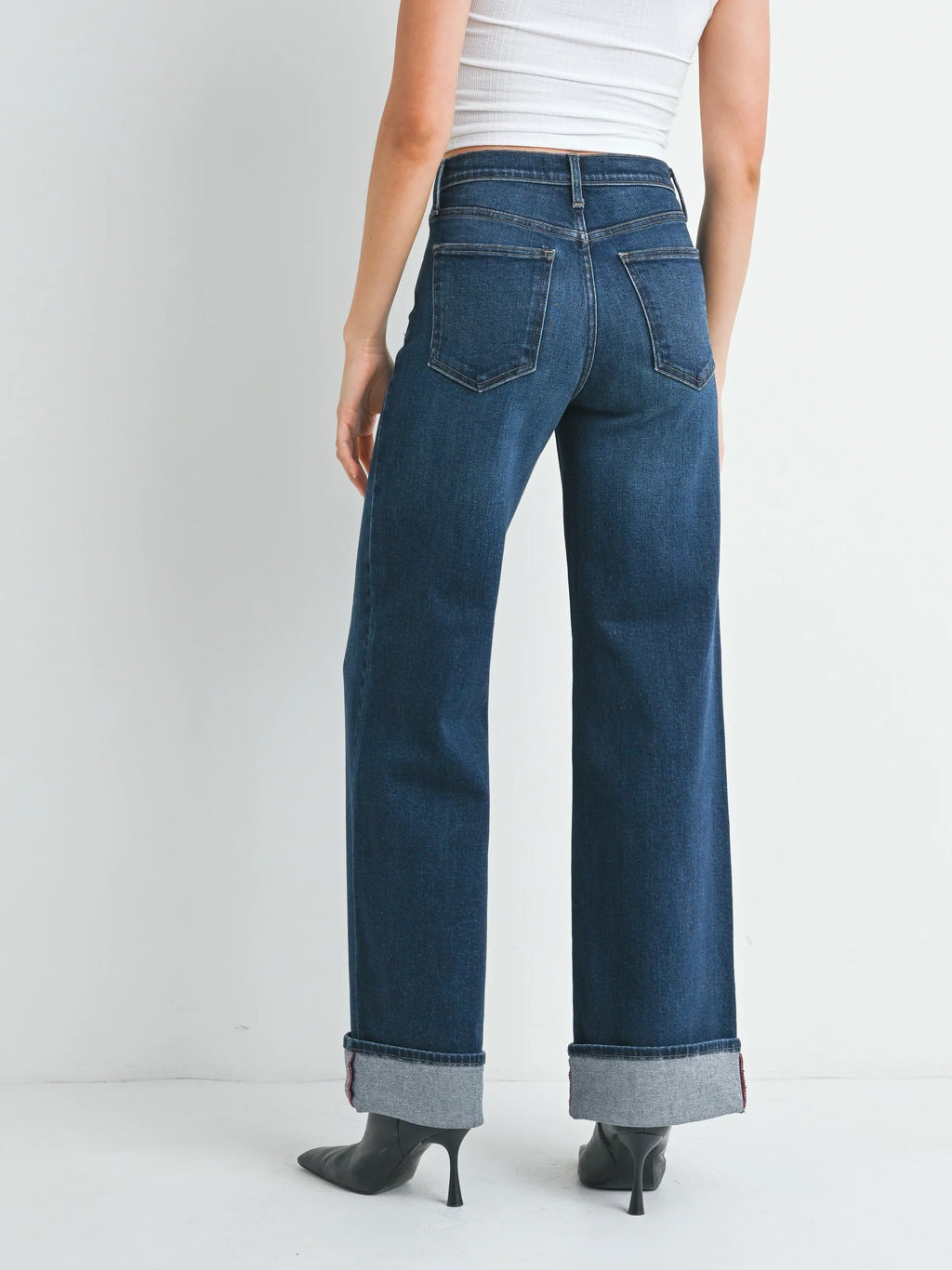 Just Black Denim : Cuffed Palazzo Jean