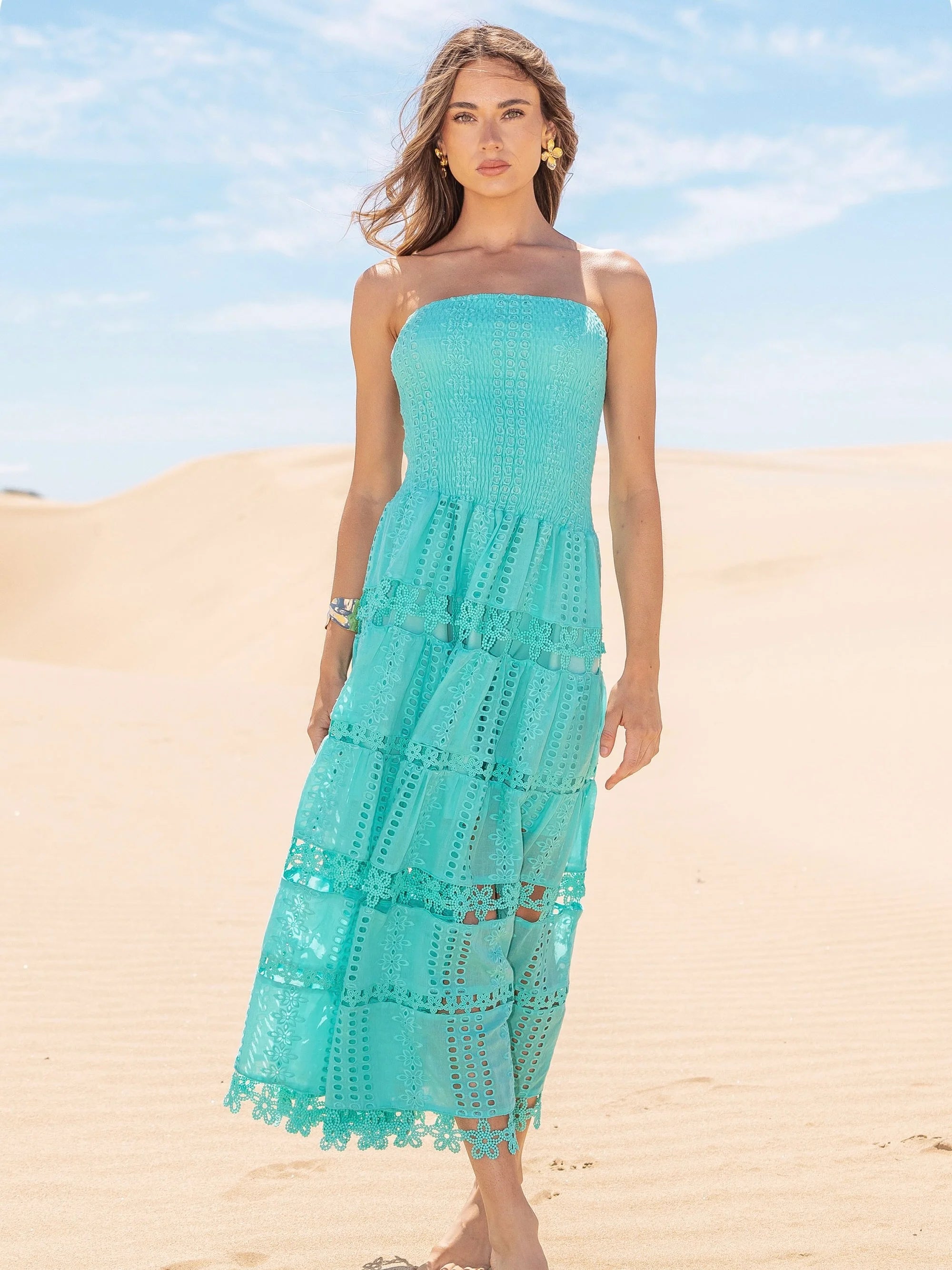 Eyelet Lace Tube Dress