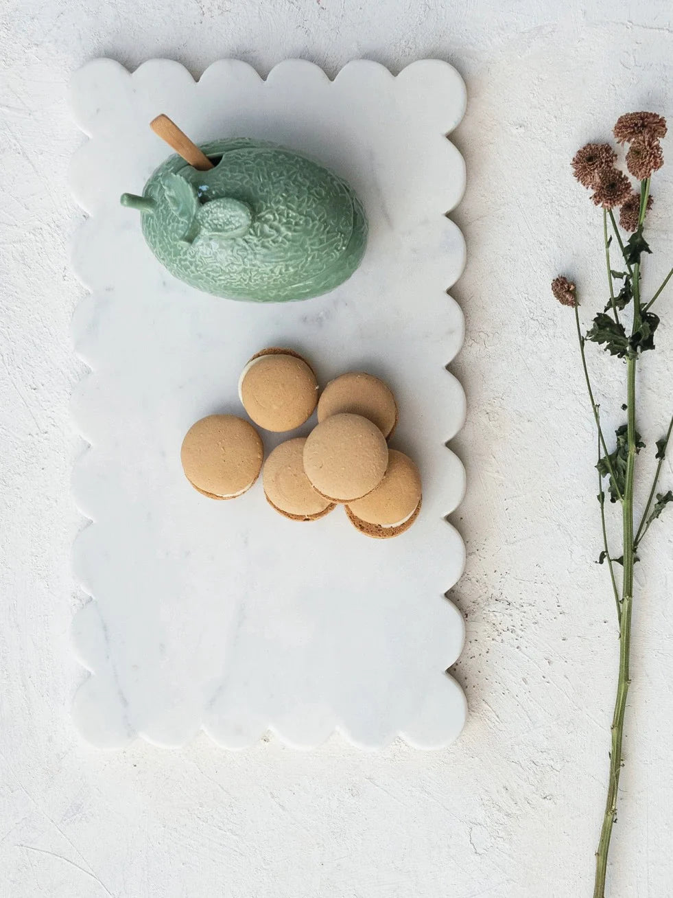 Scalloped White Marble Board