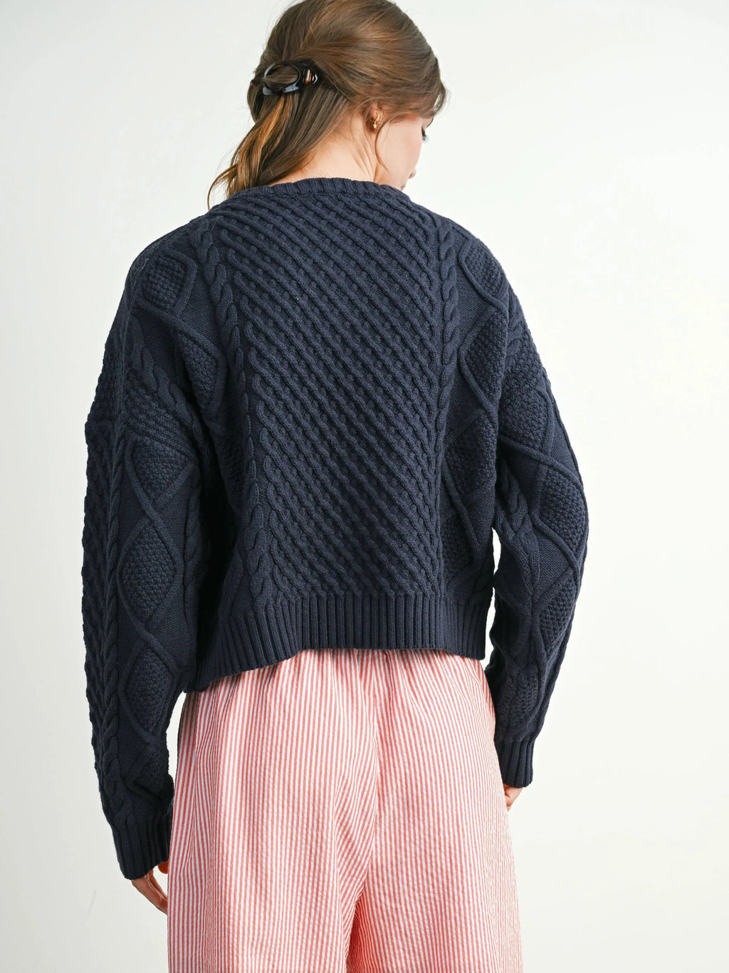 Cabled Argyle Pullover Sweater