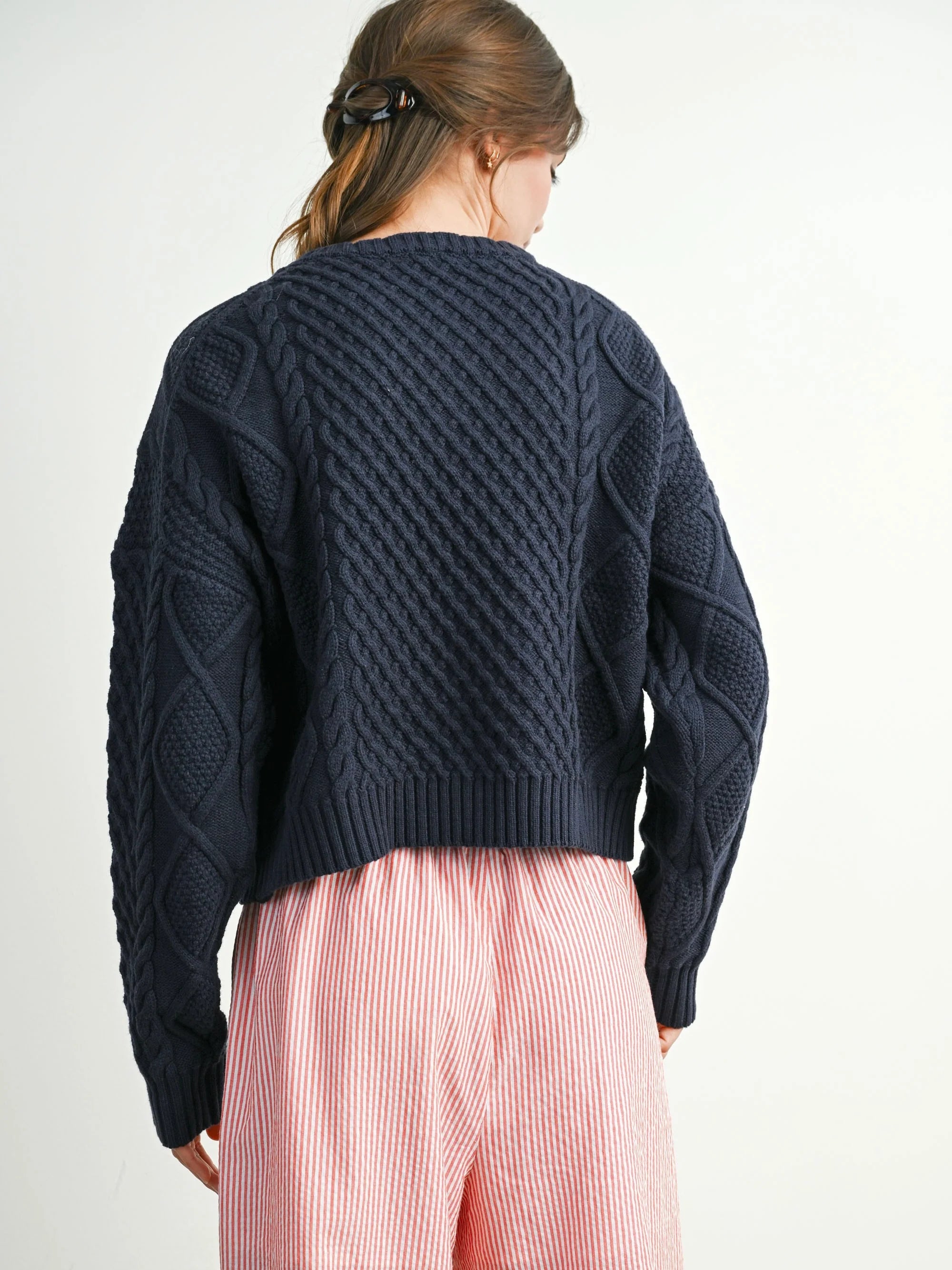 Cabled Argyle Pullover Sweater