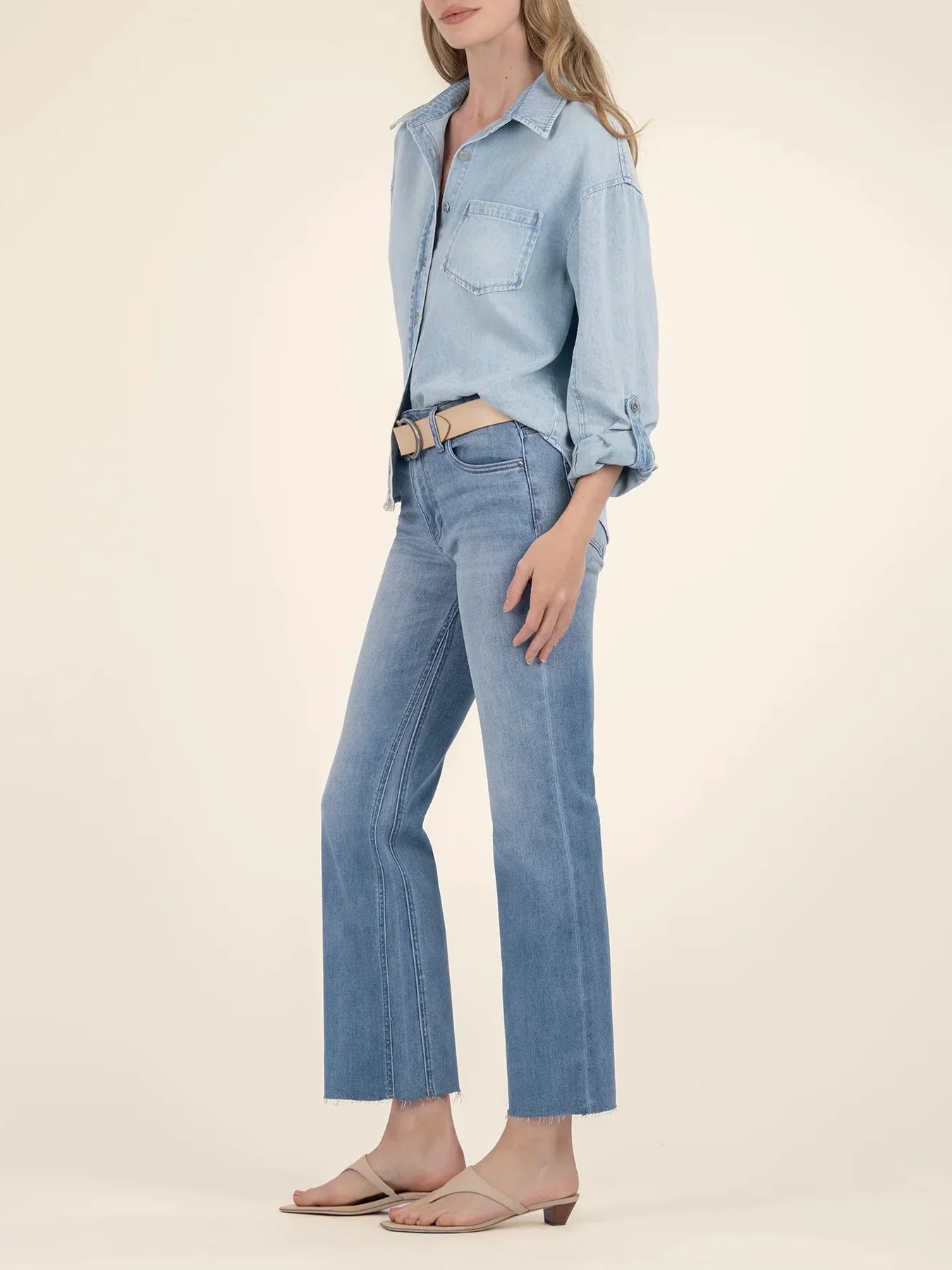 Kut Jeans : Kelsey High Rise Ankle Flare Inset Leg Raw Hem
