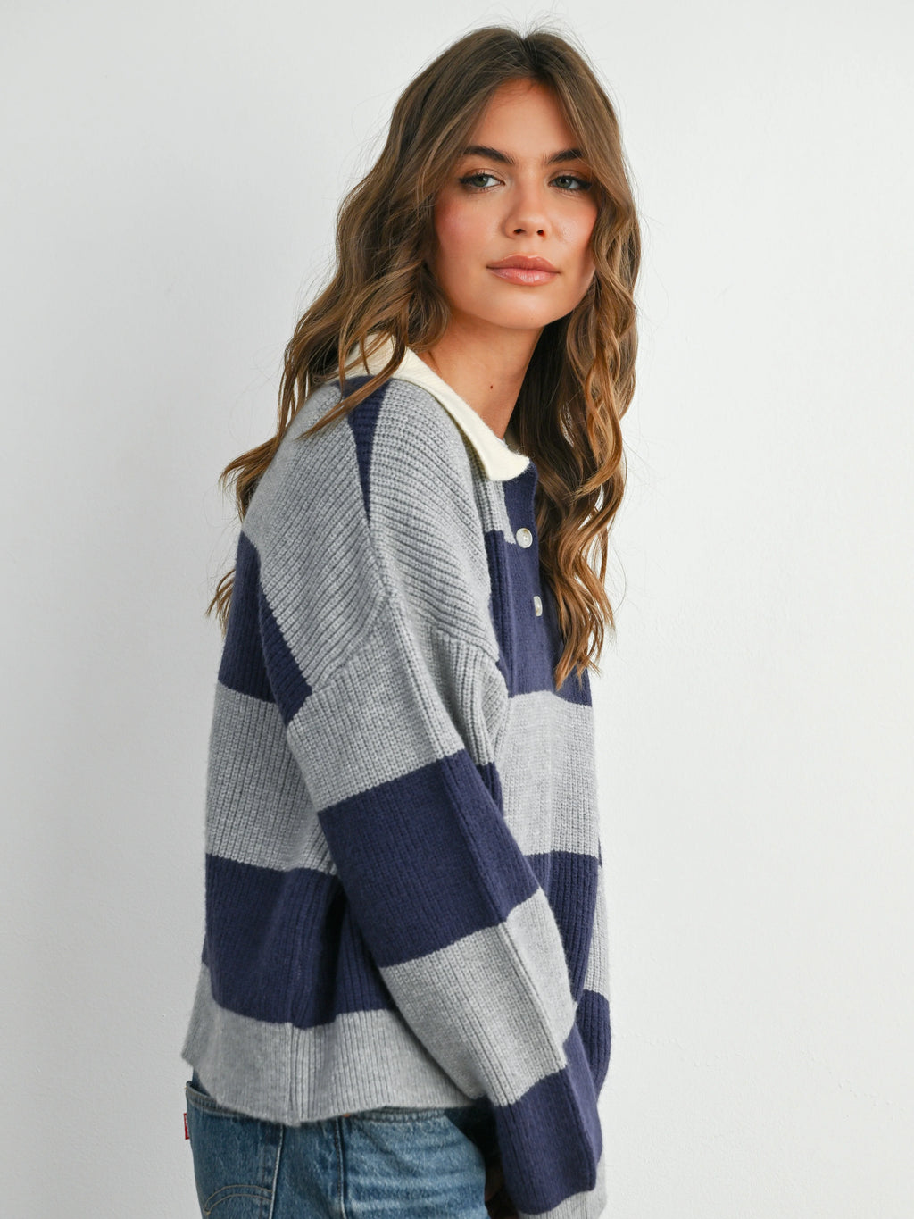 Contrast Collar Rugby Sweater