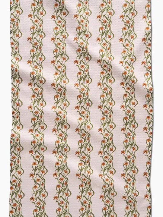 Geometry : Floral Fall Stripe Tea Towel